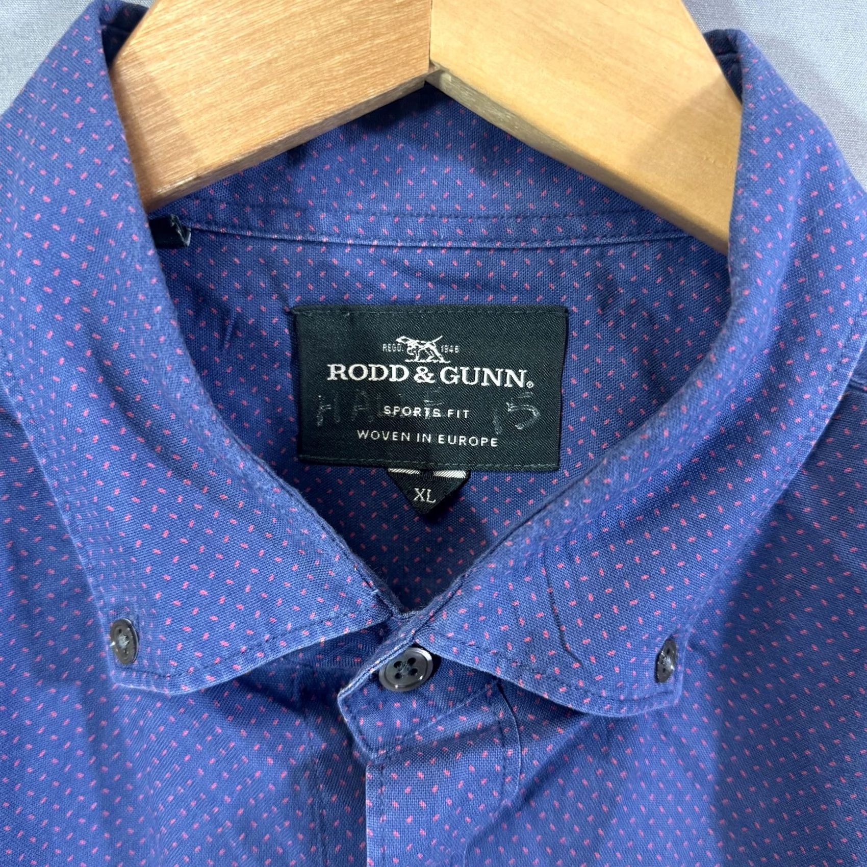 Rodd & Gunn Rodd & Gunn Shirt Mens XL Blue Geometric Button-Down Dress Shirt Sports Fit Size 46R - 3 Thumbnail