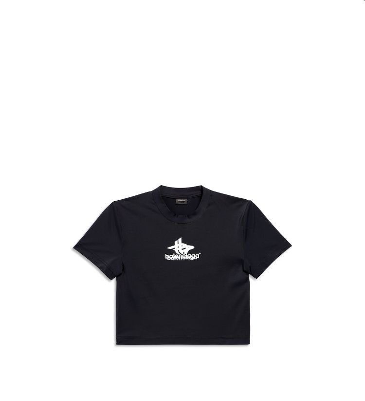 Balenciaga oc11z0625 Layered Sports Swim Cropped T-Shirt in Black Size XS / US 0-2 / IT 36-38 - 1 Preview