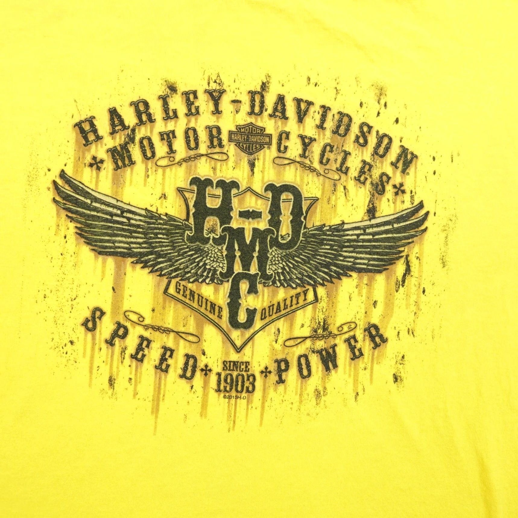 Harley Davidson Harley-Davidson Shirt Mens XL Yellow Biker Motorcycle Tee Crew Neck Short Sleeve Graphic Print Vintage? No Vintage. Size US XL / EU 56 / 4 - 3 Thumbnail
