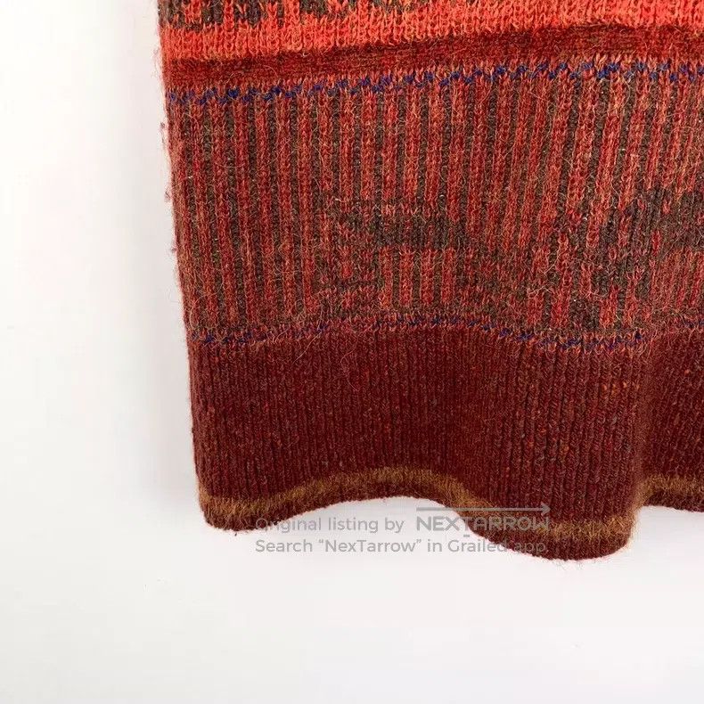 Hermes Hermes Red striped inlaid cashmere V-neck short-sleeve kni Size XS / US 0-2 / IT 36-38 - 4 Thumbnail