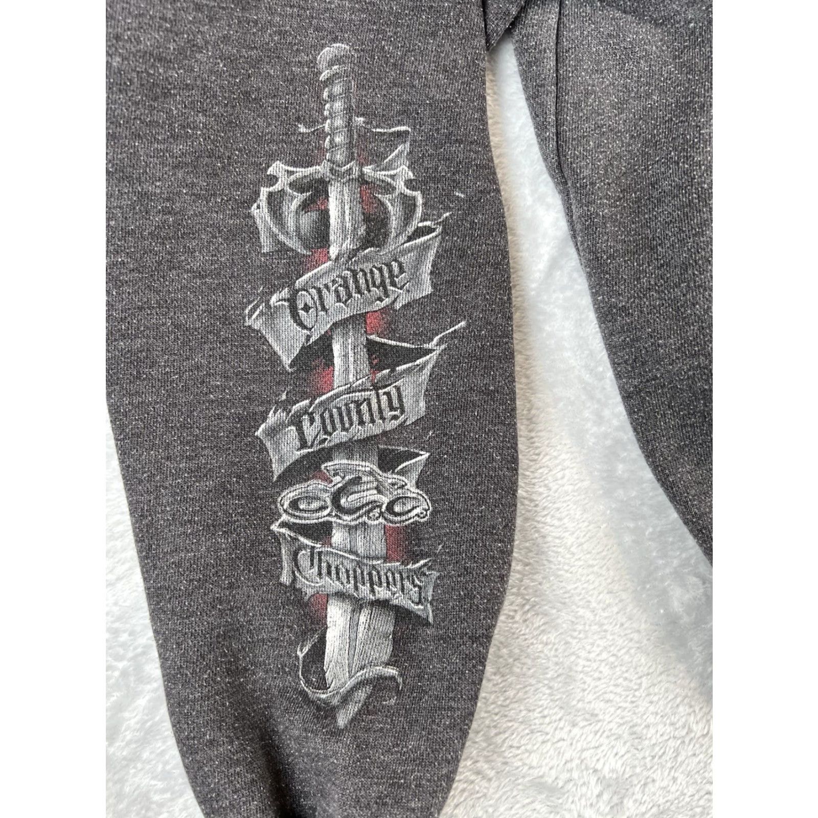 Vintage VINTAGE Oranges County Choppers Hoodie Mens L Gray Summit Logo Motorcycle Biker Y2K Swords Eagle Pocket Pullover Size US L / EU 52-54 / 3 - 3 Thumbnail