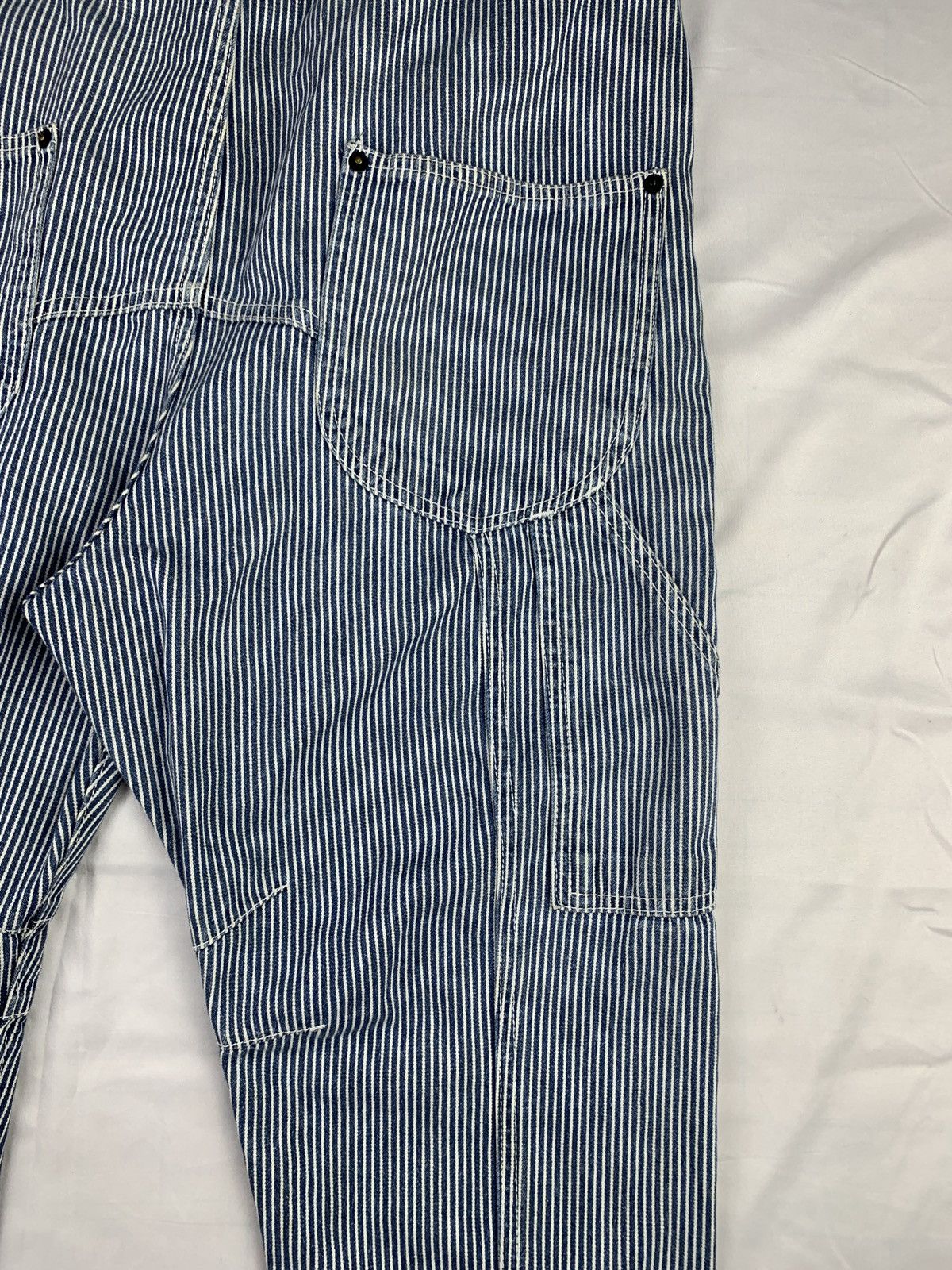 Japanese Brand Dominate Japan Hickory Stripes Carpenter Farmers Jeans Pants Size US 33 - 7 Thumbnail