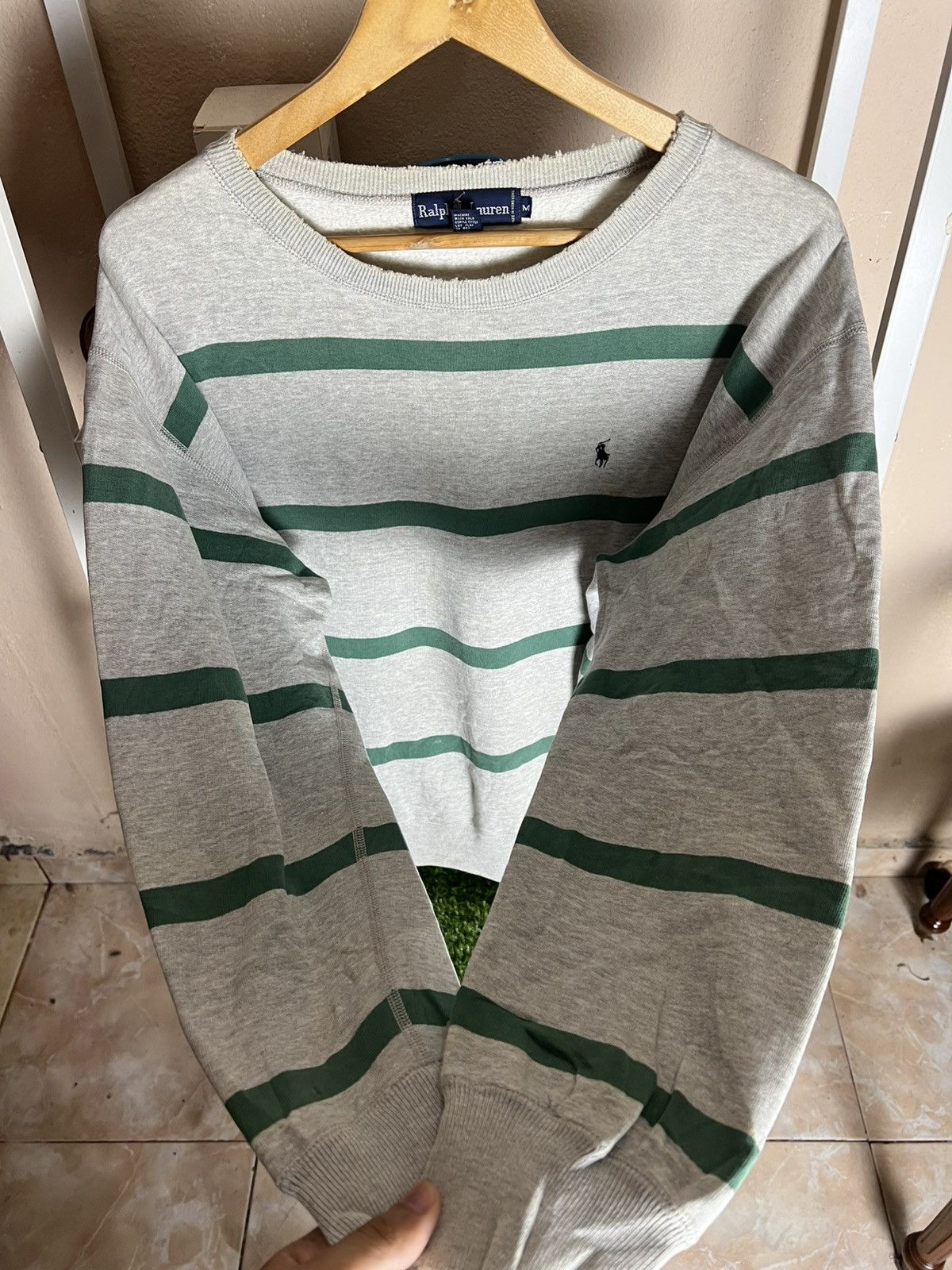 Polo Ralph Lauren Polo Ralph Lauren Vintage Striped Sweatshirt Worn Distressed Size US M / EU 48-50 / 2 - 6 Thumbnail