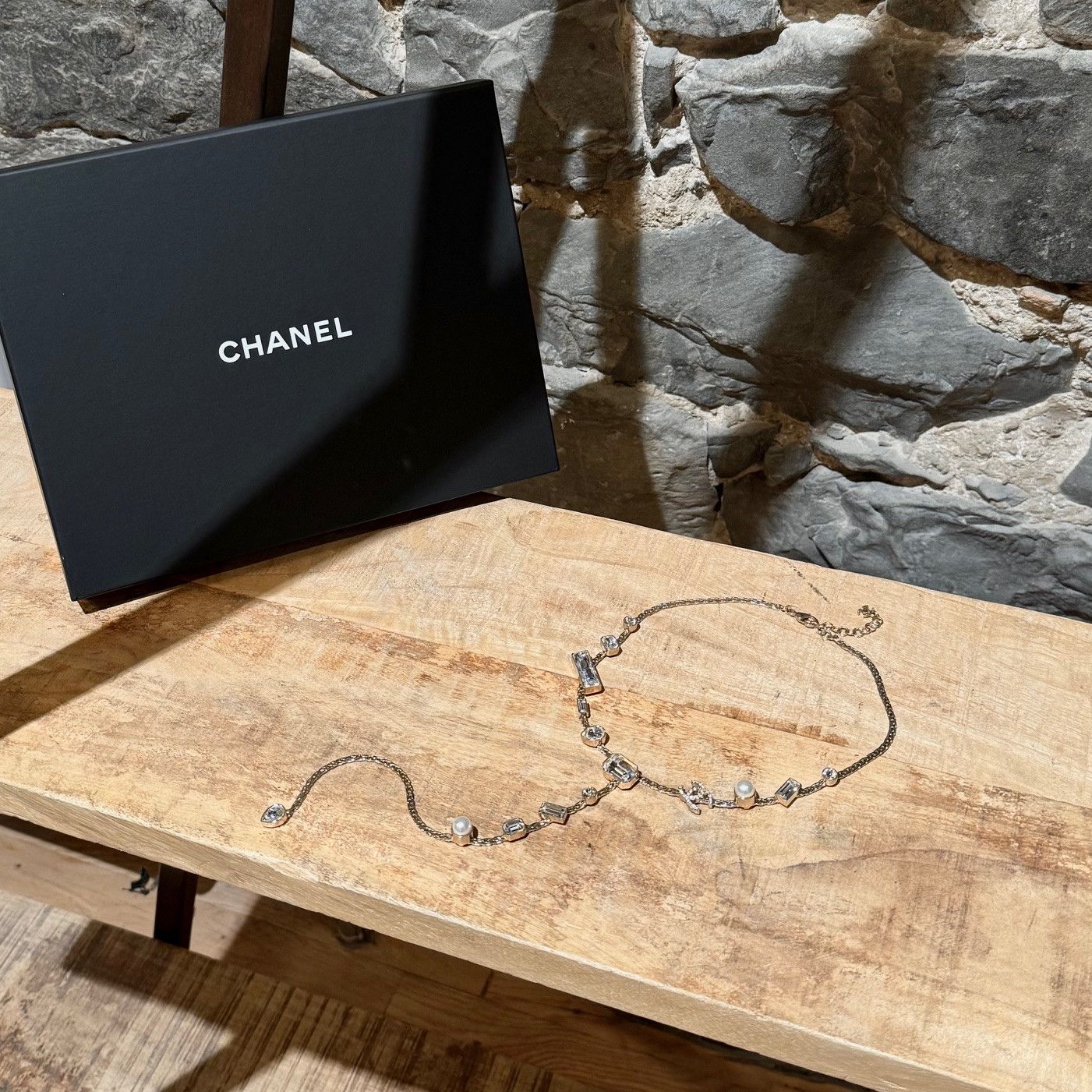 Chanel Chanel 22C Champ Gold Crystals Pearls CC Chain Drop Necklace Size ONE SIZE - 1 Thumbnail