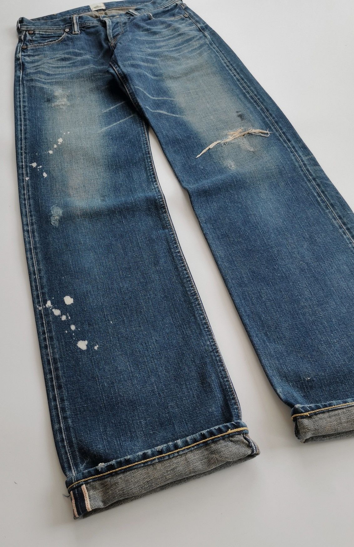 Japanese Brand Selvedge Luxluft Nave Japan Distressed Bleach Platter Jeans Size US 28 / EU 44 - 4 Thumbnail