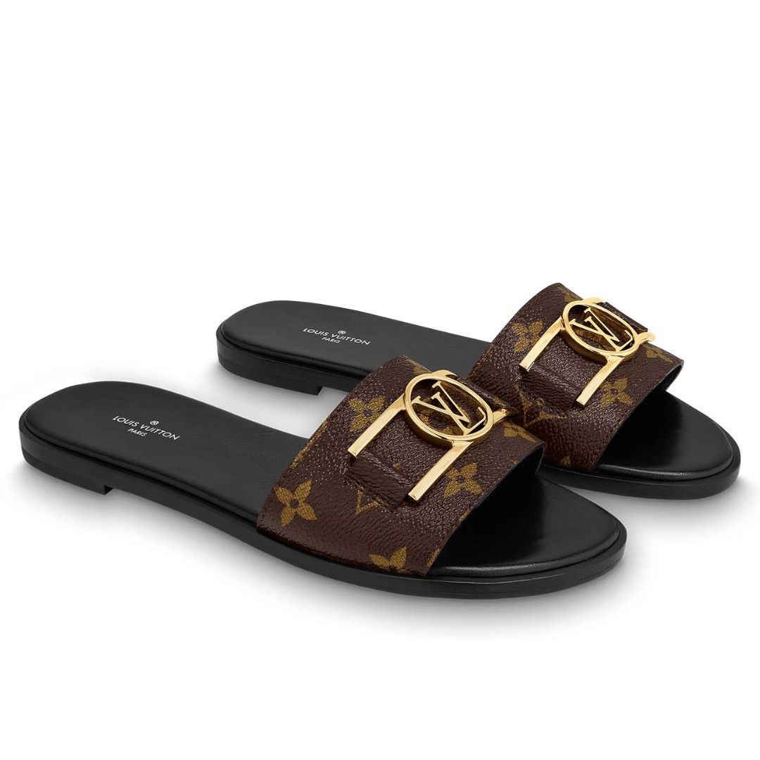 Louis Vuitton Louis Vuitton Sandals Lock It Flat Mule Monogram Black 35.5 Size US 5.5 / IT 35.5 - 1 Thumbnail