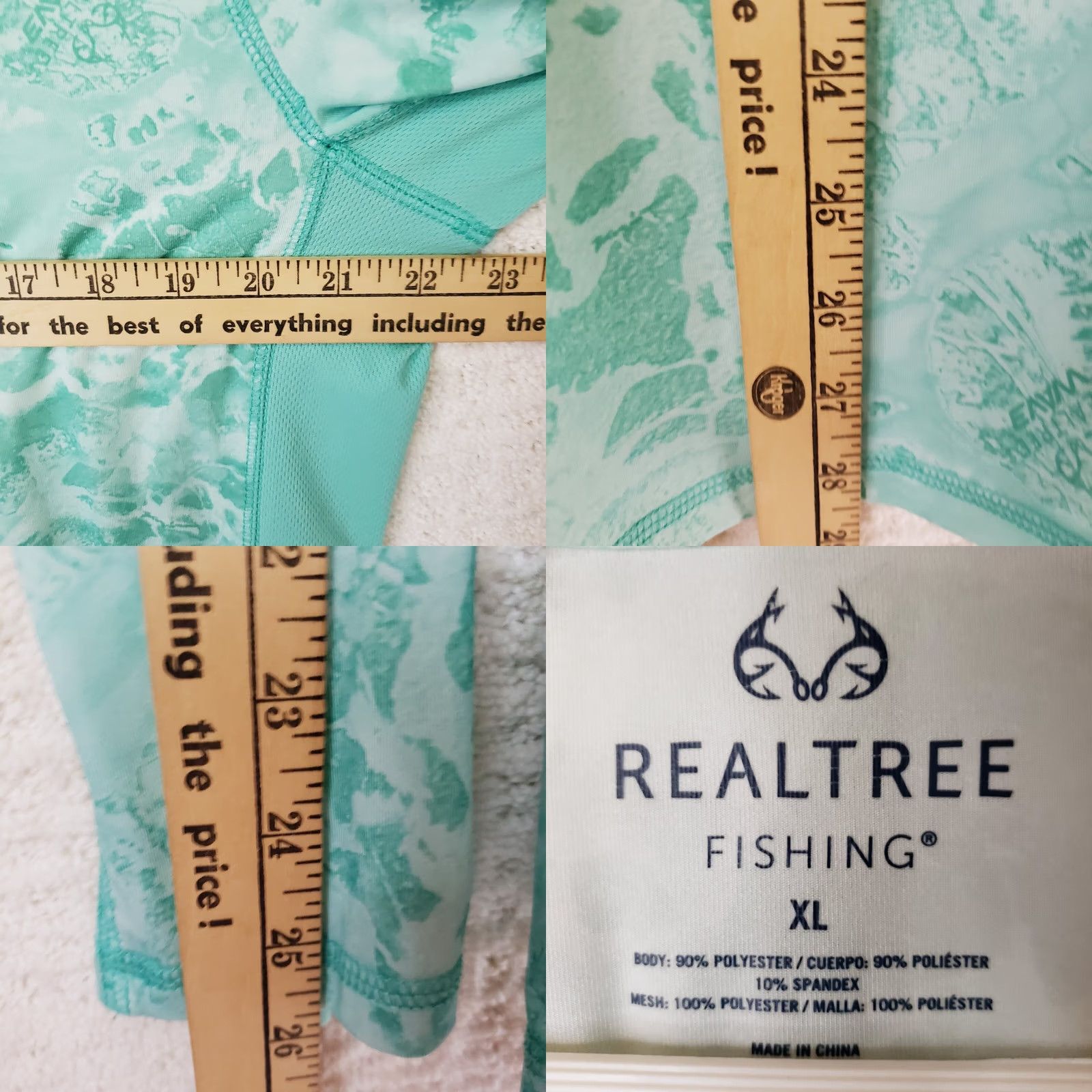 Realtree Realtree Fishing Flex Performance UPF Long Sleeve T-Shirt Mens XL Aqua Blue Water Camo Sun Protect NWT Size US XL / EU 56 / 4 - 9 Thumbnail