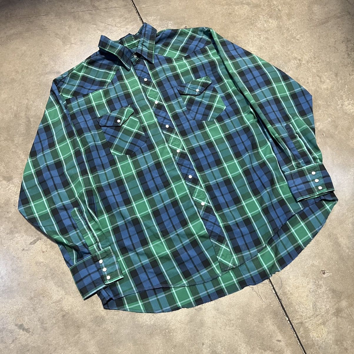 Vintage × Wrangler Vintage 80s Wrangler Pearl Snap Button Up Western Cowboy Size US XXL / EU 58 / 5 - 2 Thumbnail
