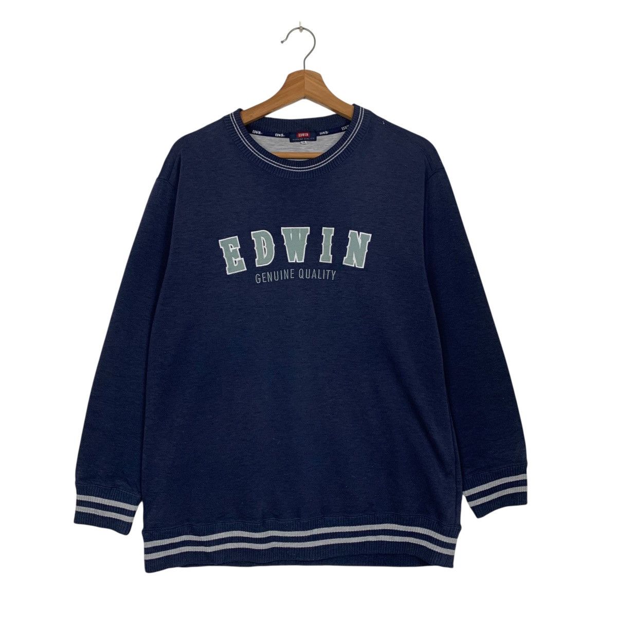 Edwin Vintage 90’s EDWIN Big Logo Crewneck Sweatshirt #3575-C163 Size US M / EU 48-50 / 2 - 1 Thumbnail
