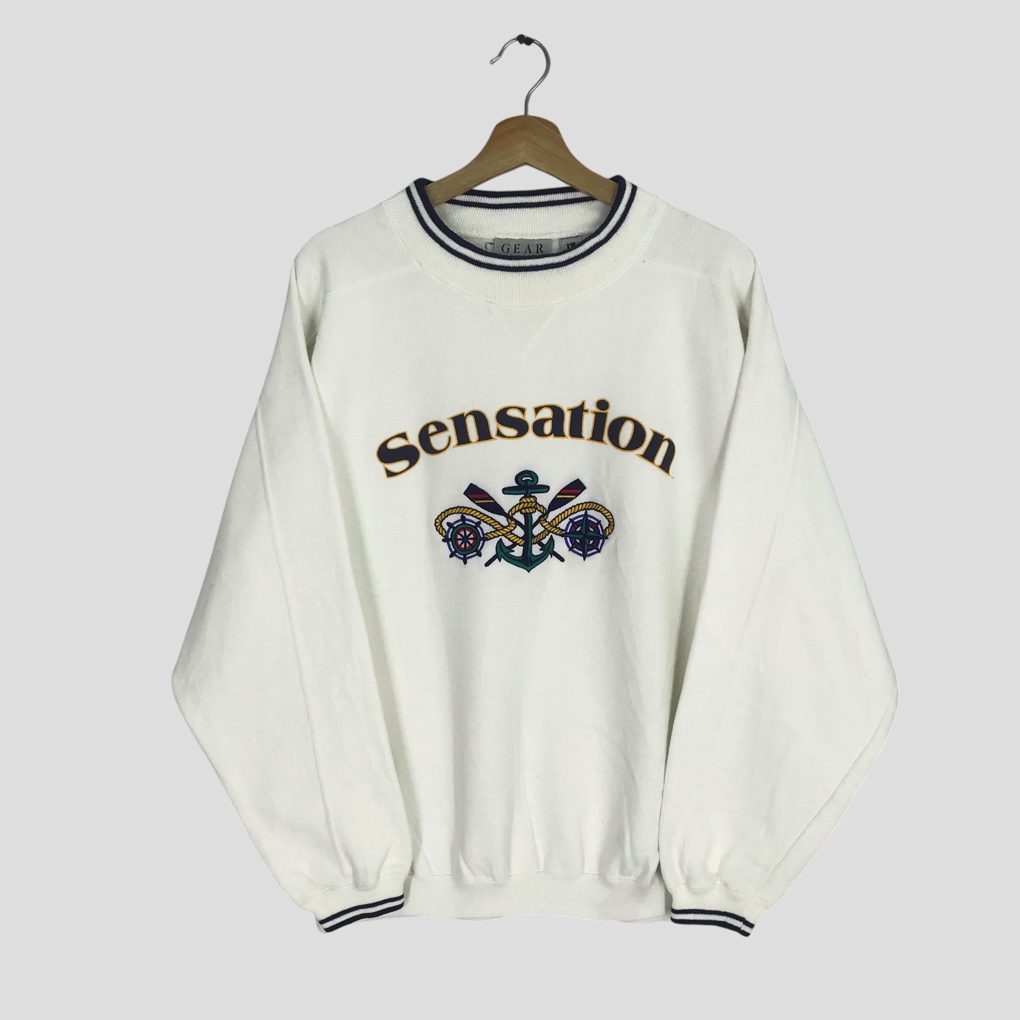 Vintage Vintage 90's Sensation White Sweatshirt Large - 358 Size US L / EU 52-54 / 3 - 1 Thumbnail
