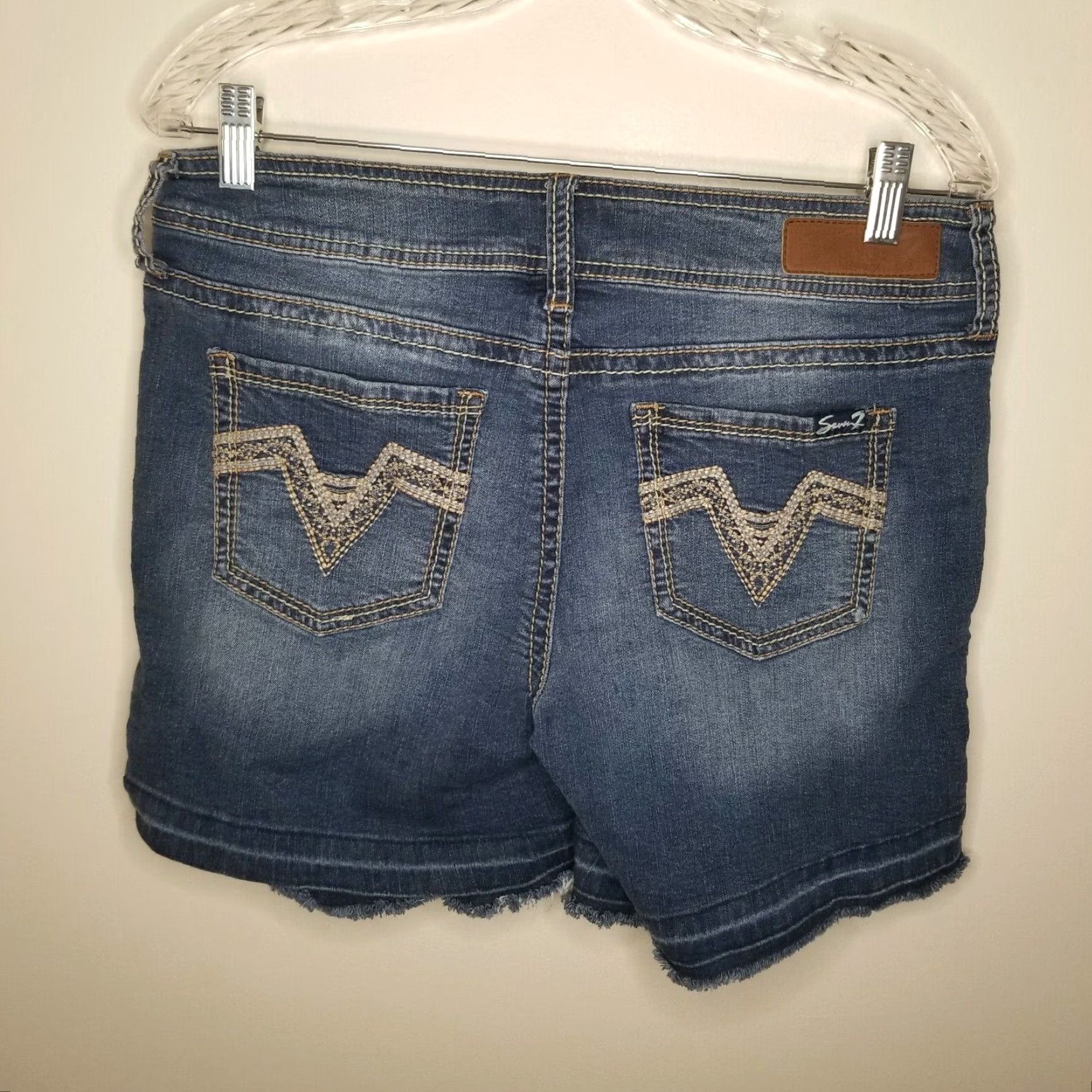 Vintage VINTAGE? Seven7 WOMENS Cut-Off Distressed Jean Shorts Size 8 Blue - Womens Jeans Shorts 8 Size 30" / US 8 / IT 44 - 3 Thumbnail