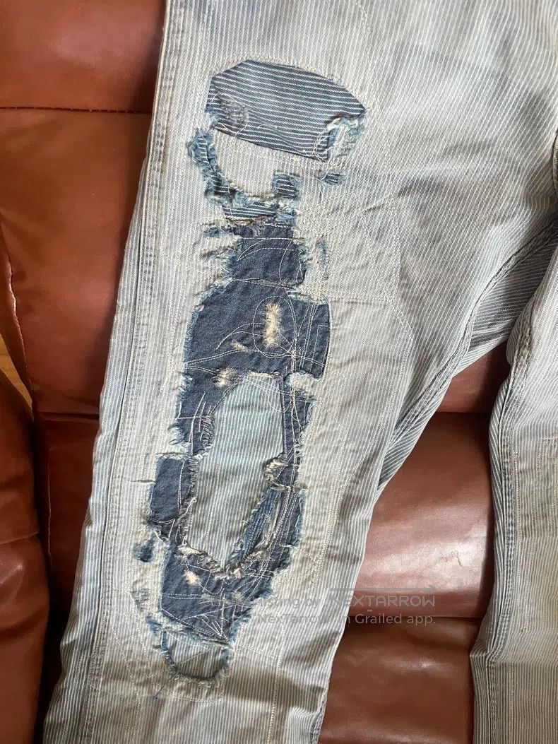 RRL Ralph Lauren RRL Ralph Lauren Patchwork striped pants, work pants, jean Size US 32 / EU 48 - 4 Thumbnail