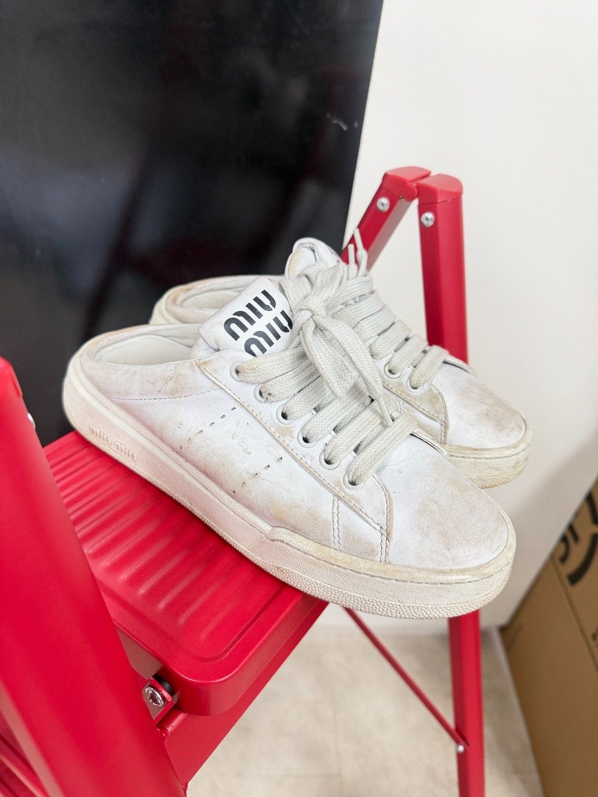 Miu Miu Miu Miu Bleached leather mule sneakers Size US 8 / IT 38 - 4 Thumbnail