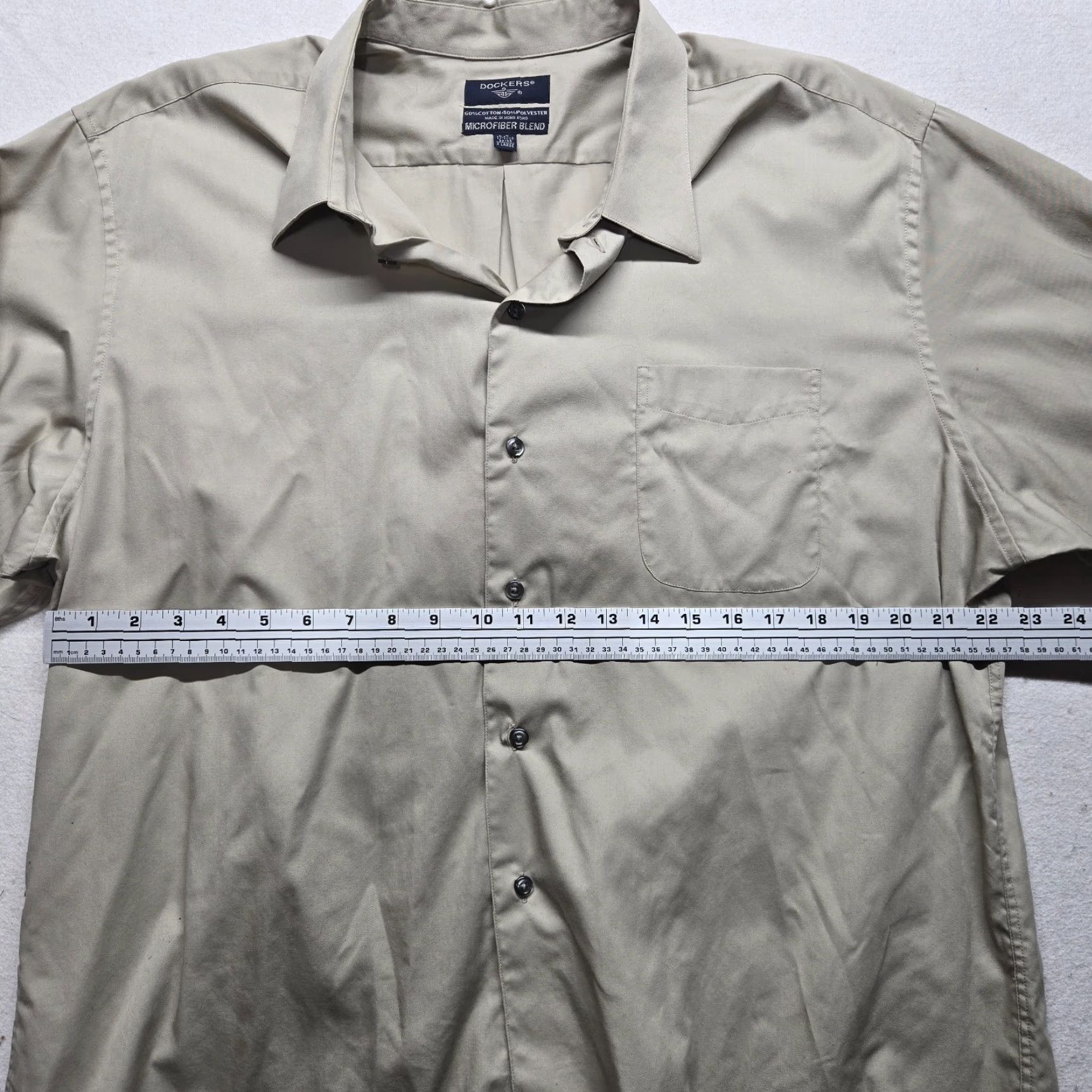 Dockers DOCKERS Shirt Dress Shirt Long Sleeve Button Up Men's XL 17 Tan Brown Microfiber Solid Catalog-Style Dress Shirt Size 46R - 6 Thumbnail