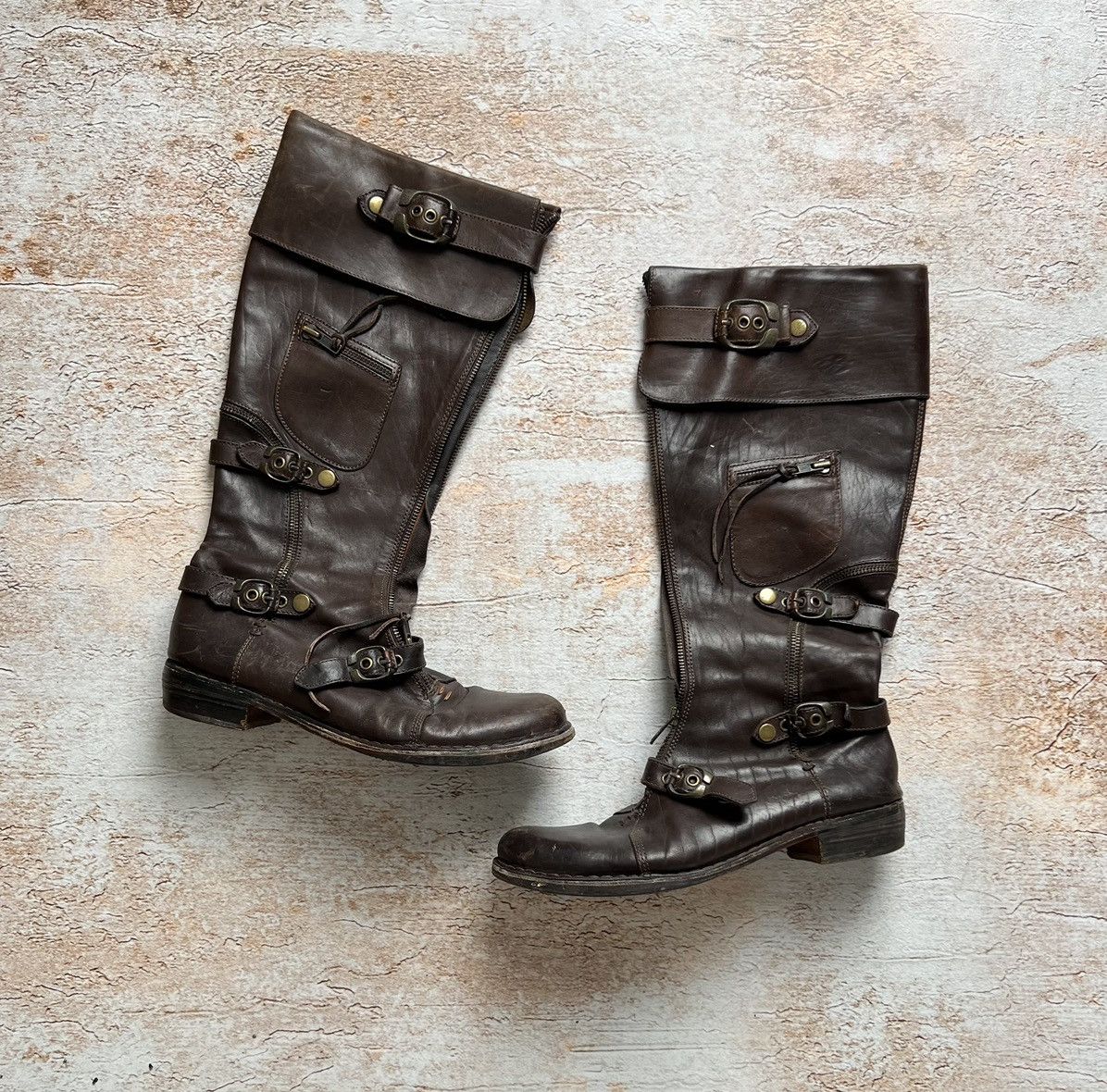 Japanese Brand × Vintage Vintage insane leather multi pocket zipped belted boots Size US 7 / IT 37 - 1 Thumbnail