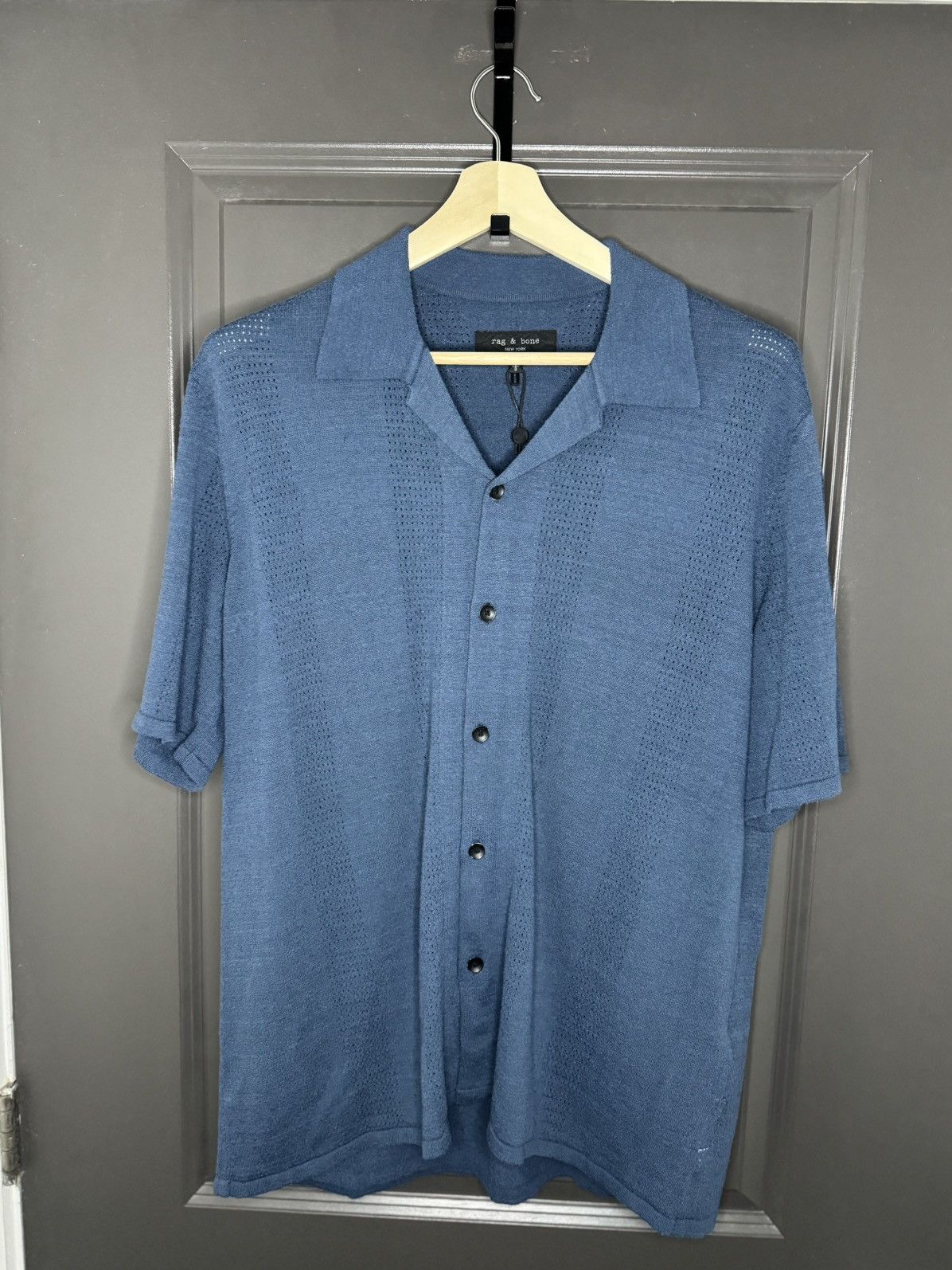 Rag & Bone Rag & Bone Men’s Zuma Pointelle Avery Knit Shirt | Moonlight Size US L / EU 52-54 / 3 - 5 Thumbnail