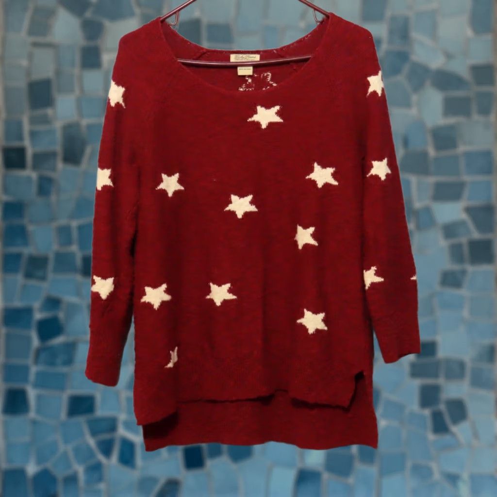 Lucky Brand Lucky Brand Sweater Shirt Women M Red Star Print Knit Pullover 3/4 Sleeve Casual Winter Fall Spring Womens Size M / US 6-8 / IT 42-44 - 1 Thumbnail
