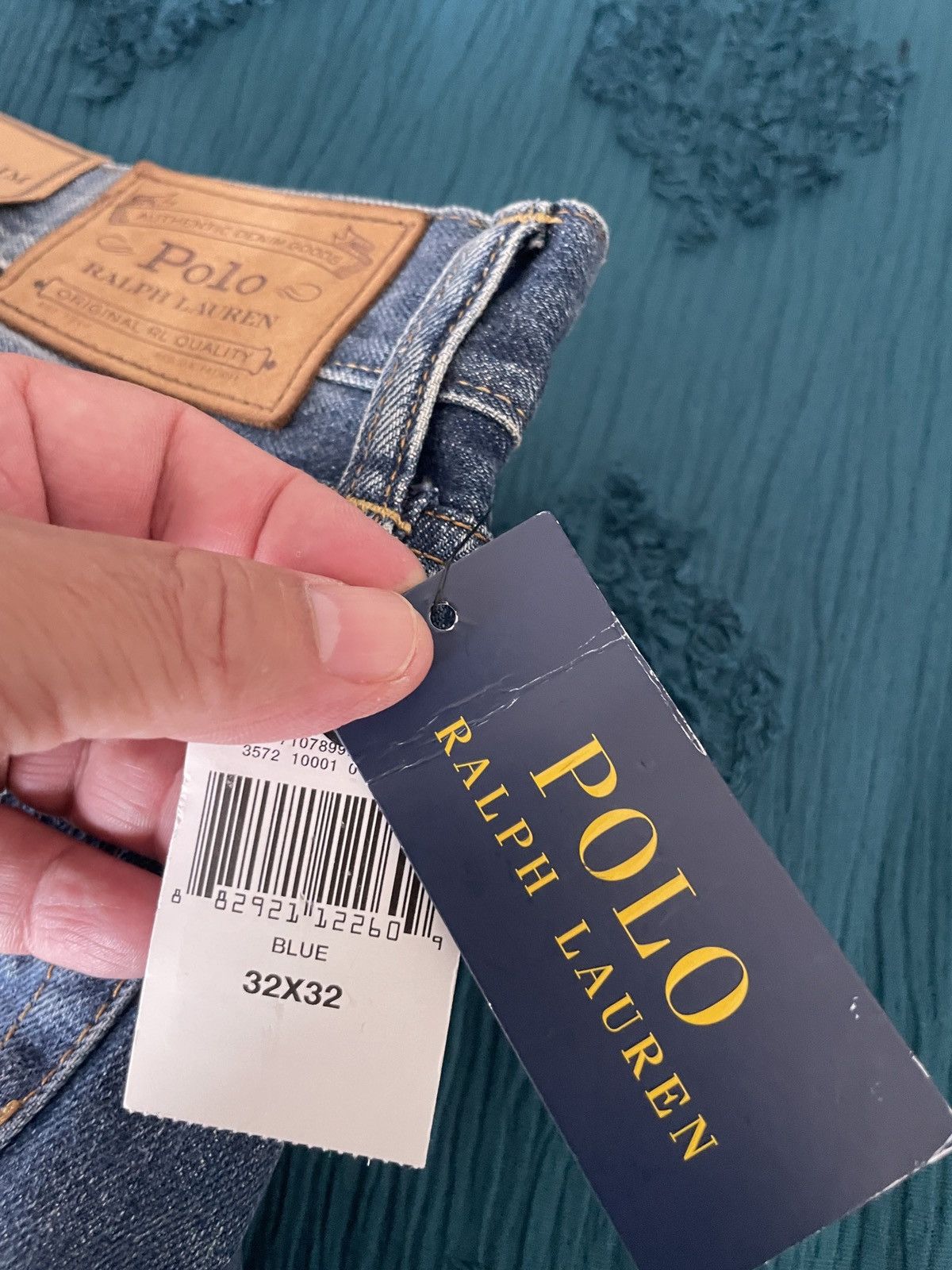 Polo Ralph Lauren Varick Slim Straight distressed patchwork jeans nwt 188.00 Size US 33 - 13 Thumbnail