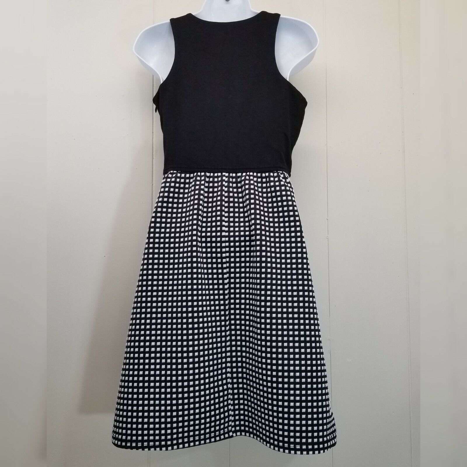 Tabitha Simmons Anthro Tabitha 2 Dress Black White Check Sleeveless Fit Flar Size XS / US 0-2 / IT 36-38 - 4 Thumbnail