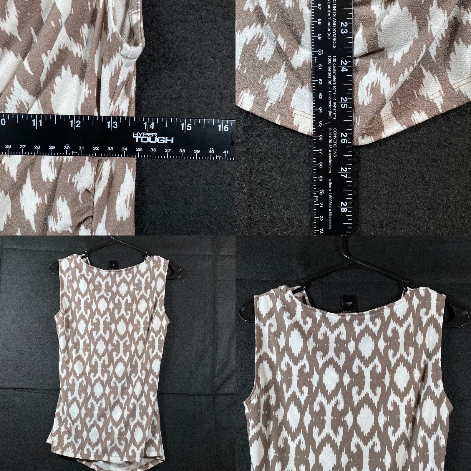 Ann Taylor Ann Taylor Blouse Sleeveless Brown White Cowl Neck Scoop Neck Geometric Pattern Regular S Womens Shirt Size S / US 4 / IT 40 - 8 Thumbnail