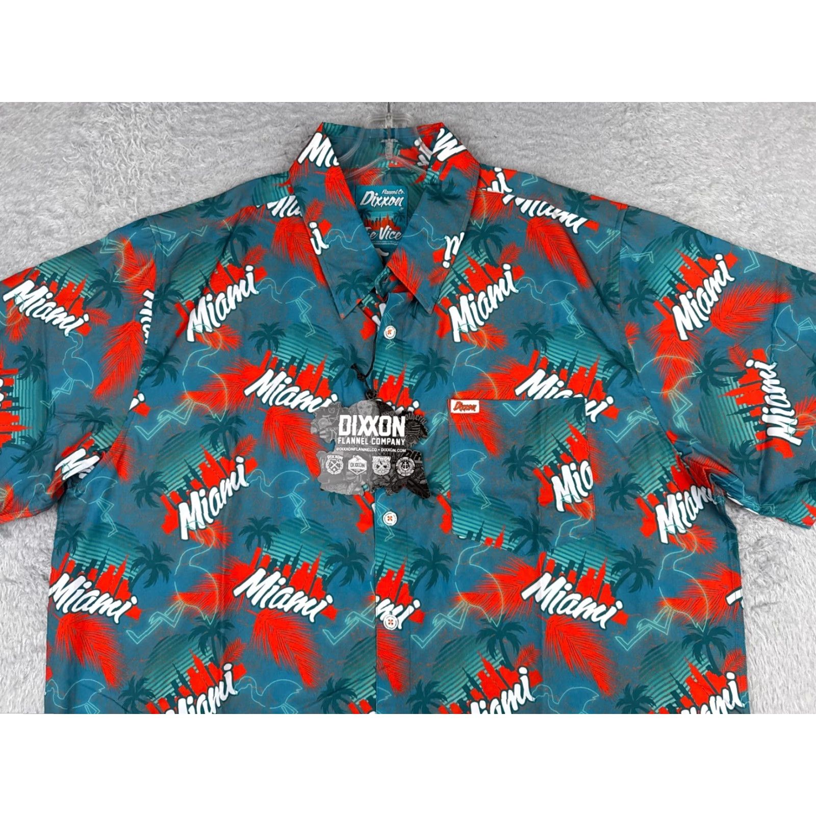 Vintage Dixxon Shirt Men 2XL Floral Blue Polyester Hawaiian 90s Party Casual Button-Up Size US XXL / EU 58 / 5 - 4 Thumbnail