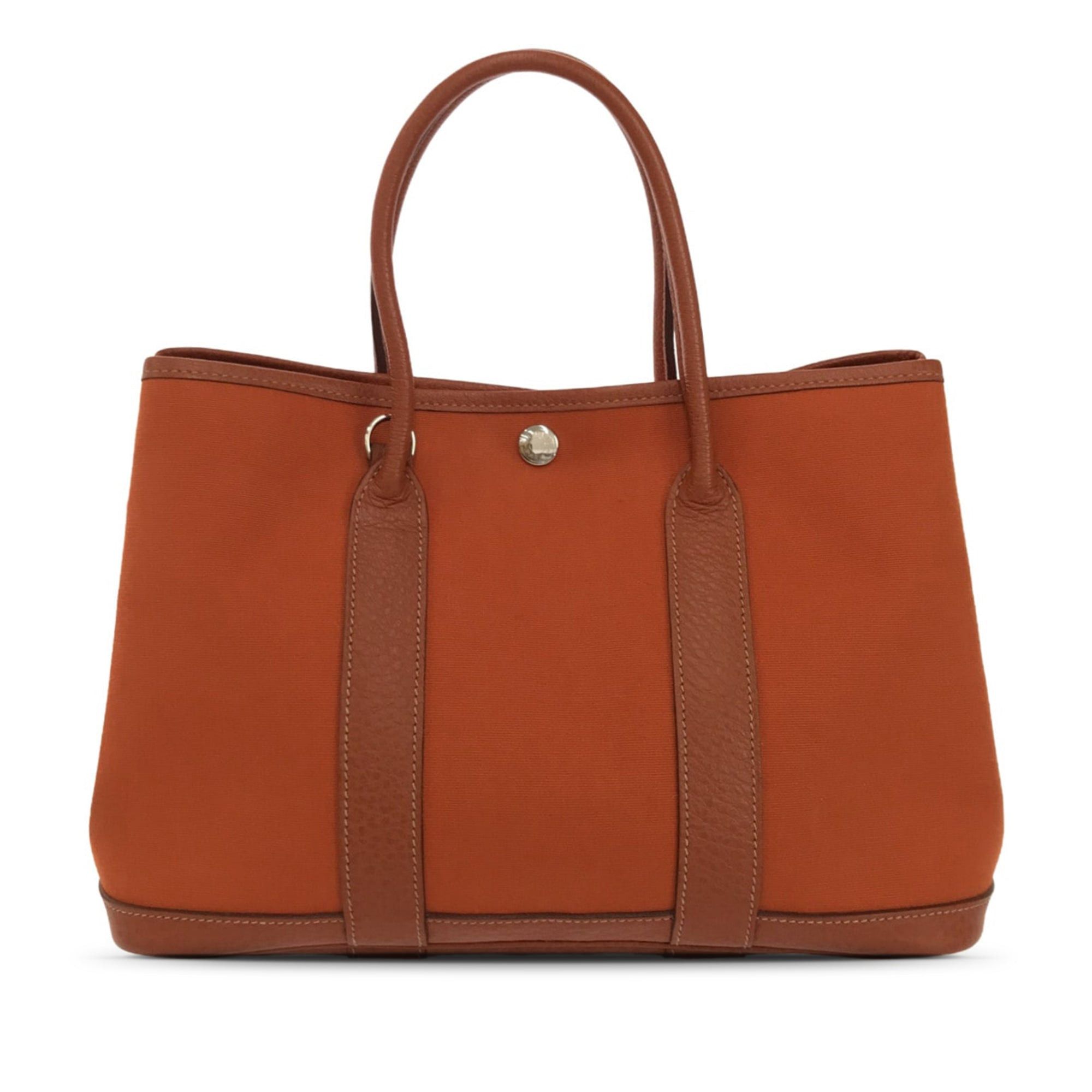 image of Hermes Toile Garden Party Tpm Satchel in Orange, Women's