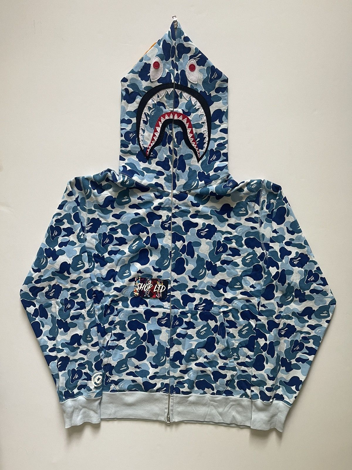 image of Bape A Bathing Ape Blue Abc Camo Shark Hoodie, Men's (Size XL)