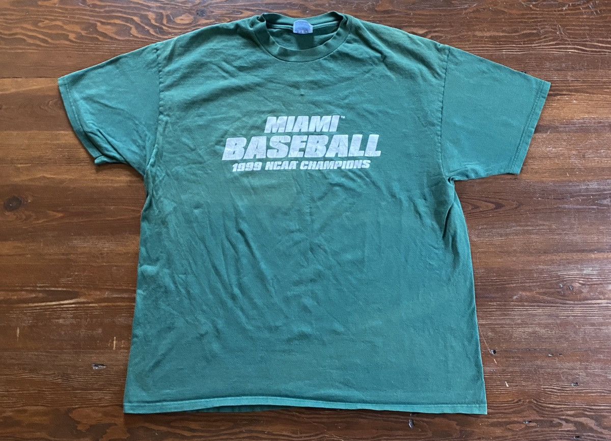 NCAA Vintage ‘99 Miami Hurricanes Baseball NCAA Champs Green Tee Size US XXL / EU 58 / 5 - 2 Thumbnail