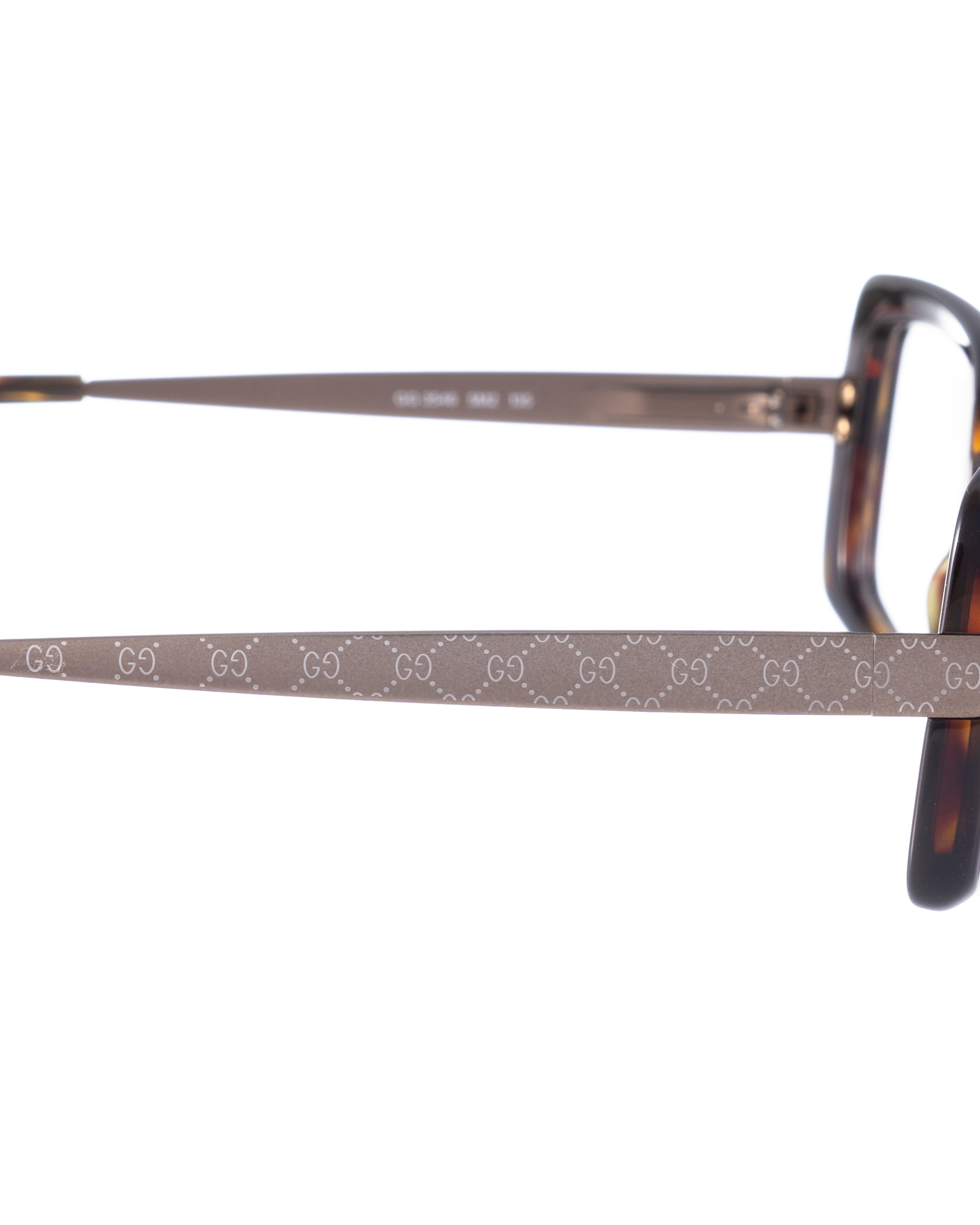 Gucci 00s Havana Rectangular Monogram Glasses