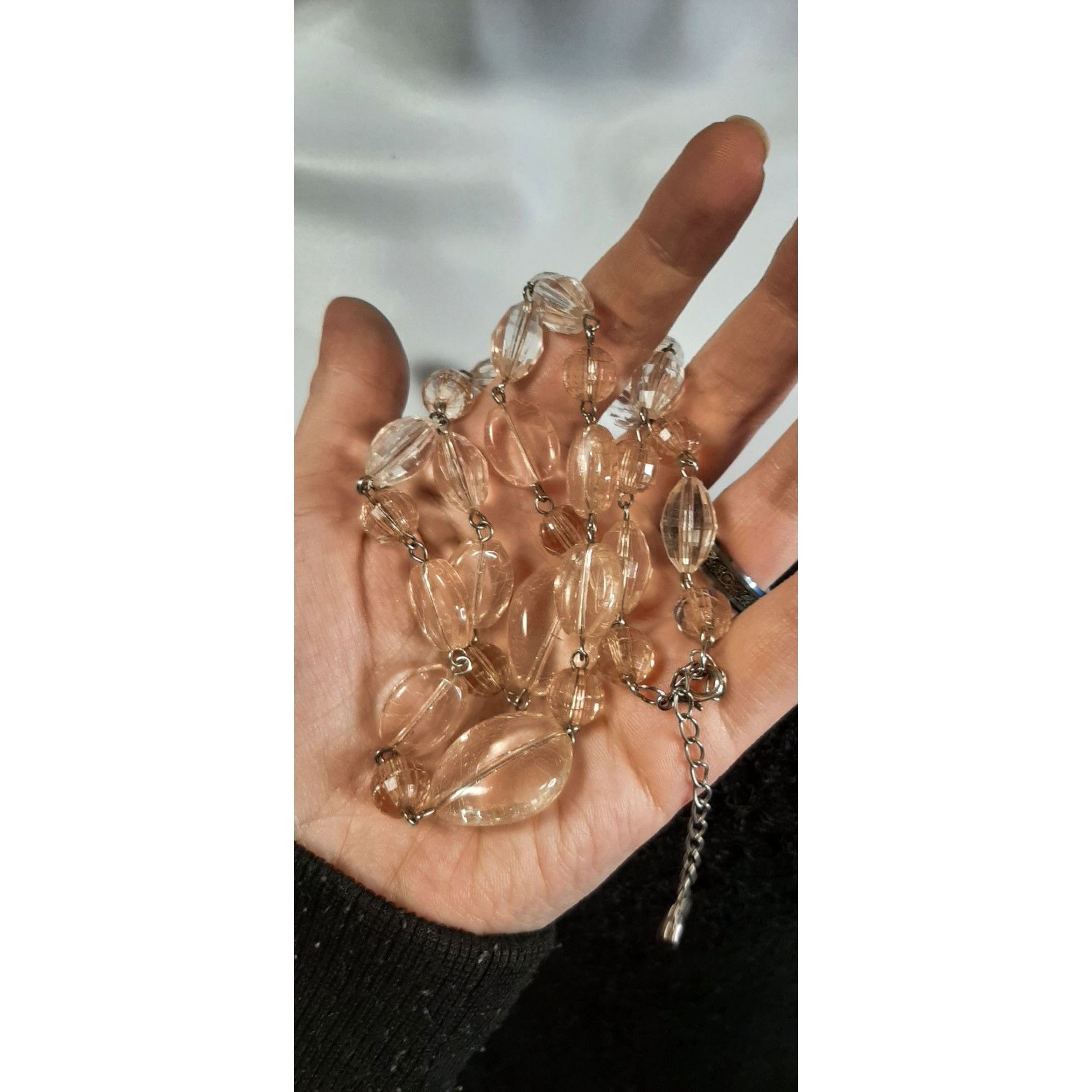 Other Clear And Light Pink Crackle Acrylic Beaded Necklace Size ONE SIZE - 2 Thumbnail