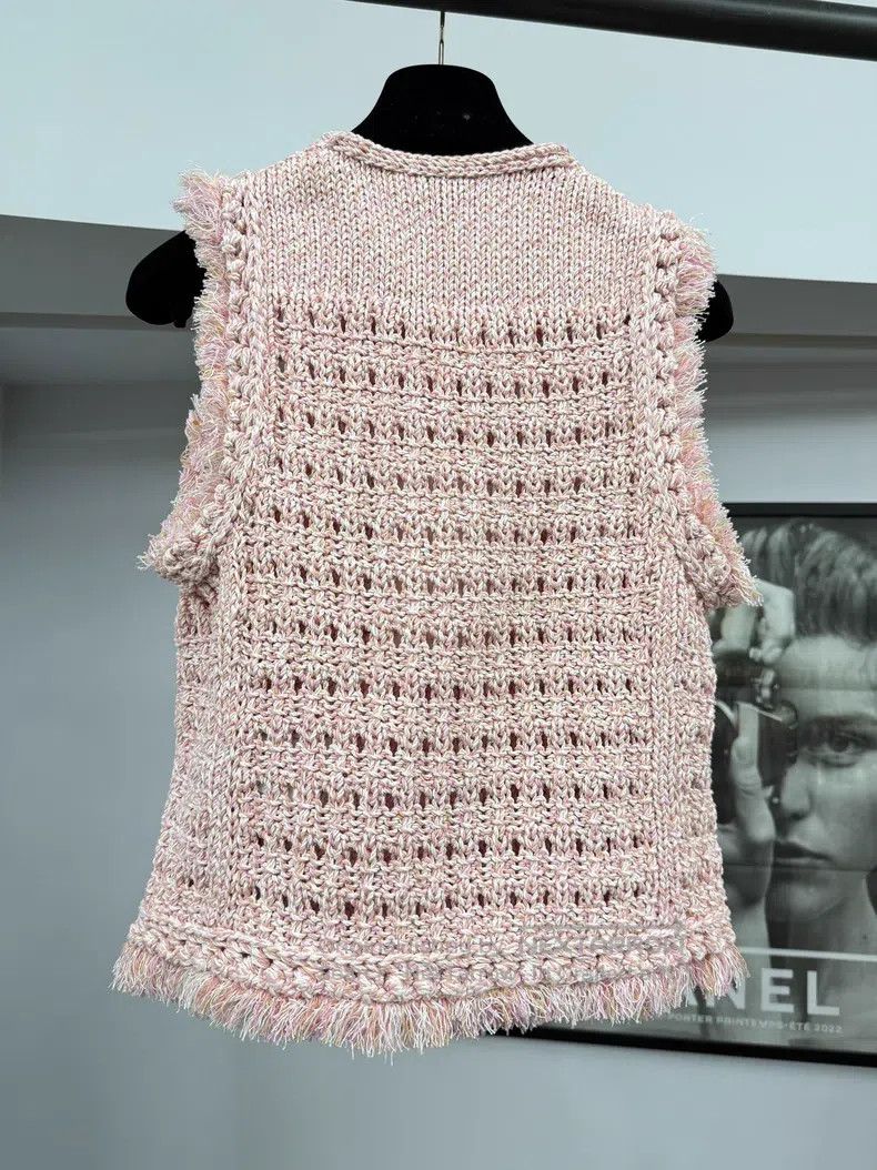 Chanel Chanel 25S pink knitted tassel vest Size XS / US 0-2 / IT 36-38 - 3 Thumbnail