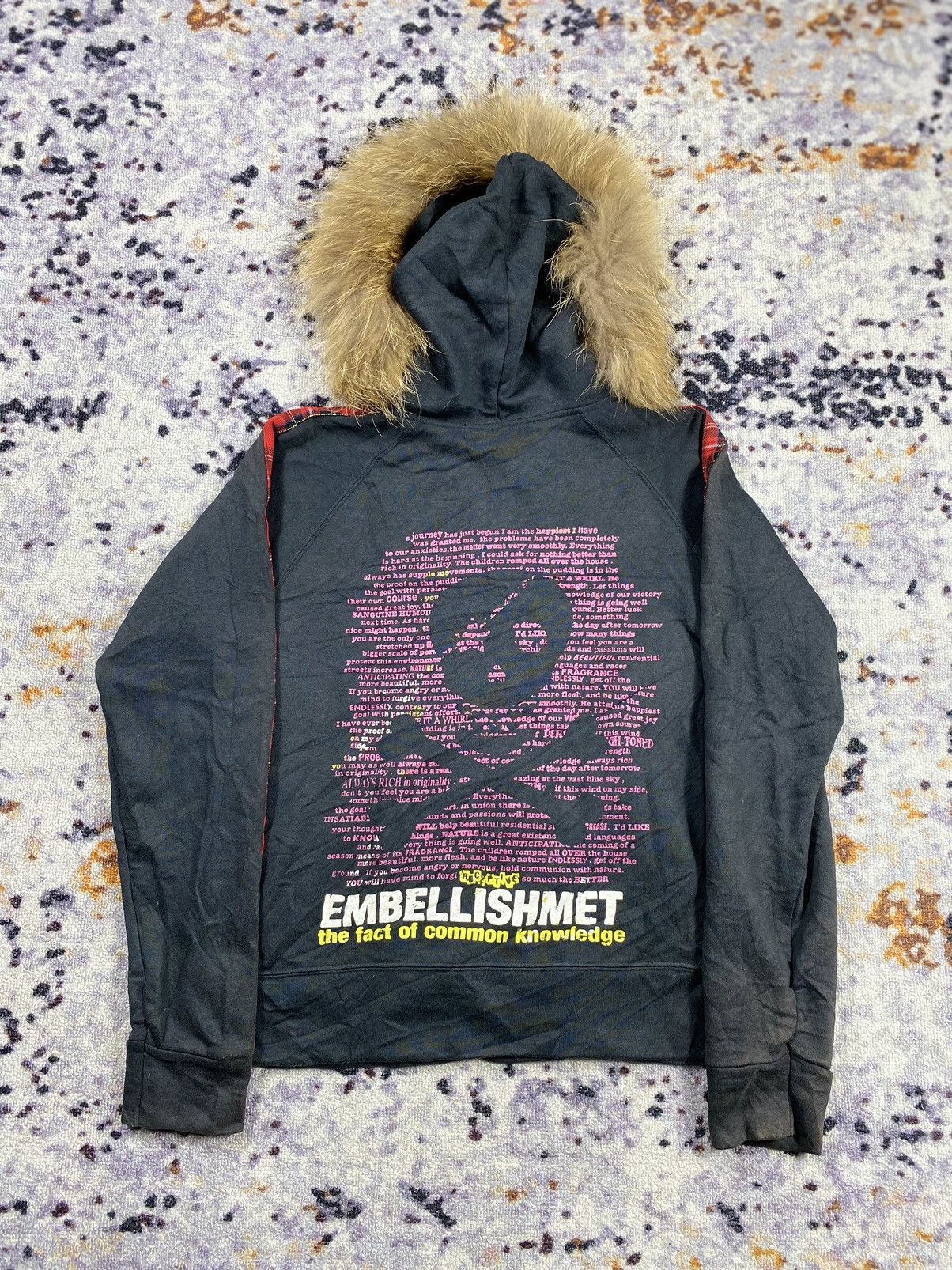 Japanese Fur ZipHoodie Faded Embellishmet ifsix lgb style