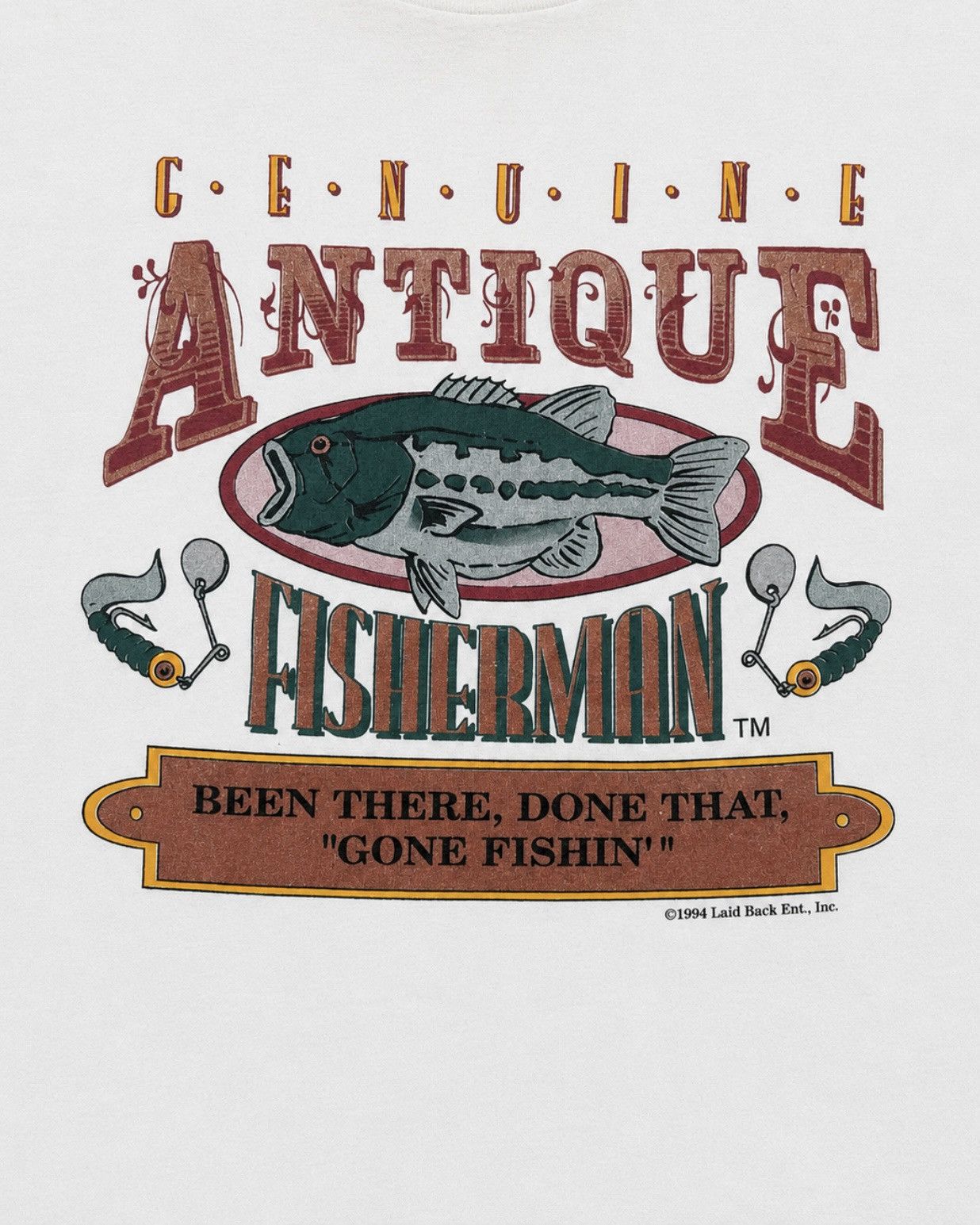 Vintage Genuine Antique Fisherman Graphic Laid Back Ent. 1994 Size US XL / EU 56 / 4 - 3 Thumbnail