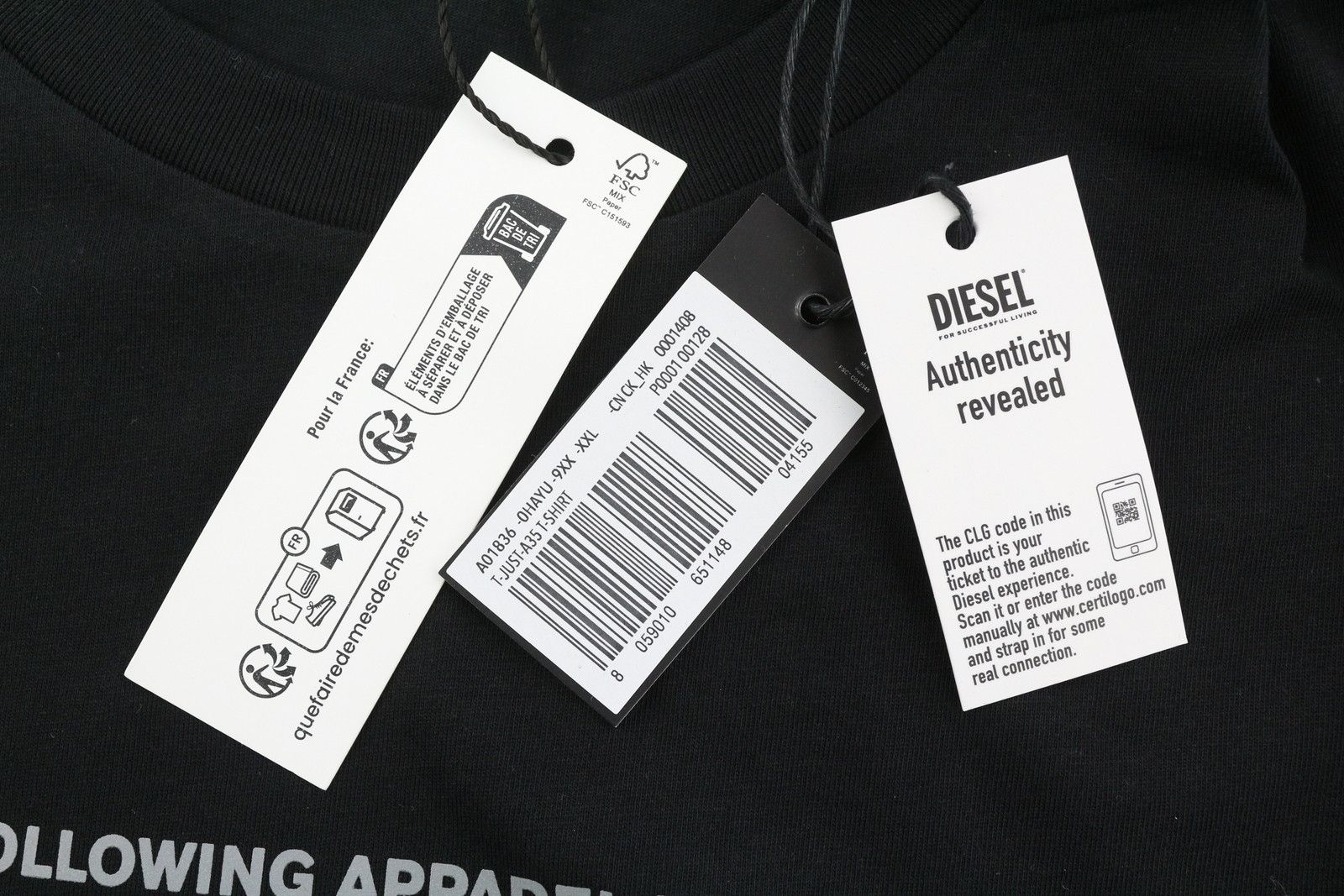 Diesel T-JUST-A35 2XL Black Crew Front Logo T-Shirt 41184 Size US XXL / EU 58 / 5 - 8 Thumbnail