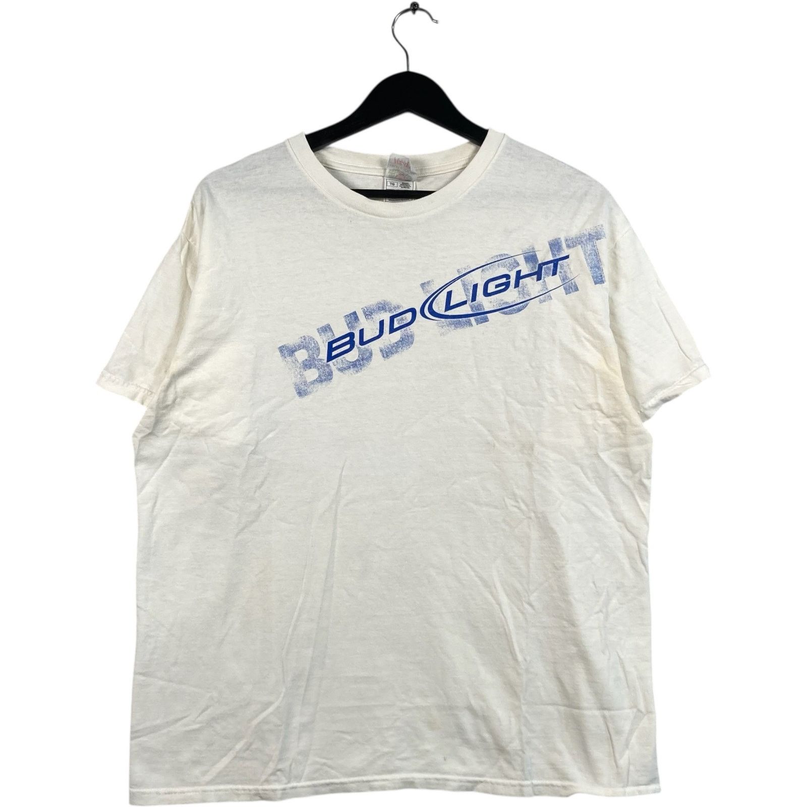 Fruit Of The Loom Vintage. Bud Light Chest Spellout Beer Promo Tee XL Size US XL / EU 56 / 4 - 1 Thumbnail