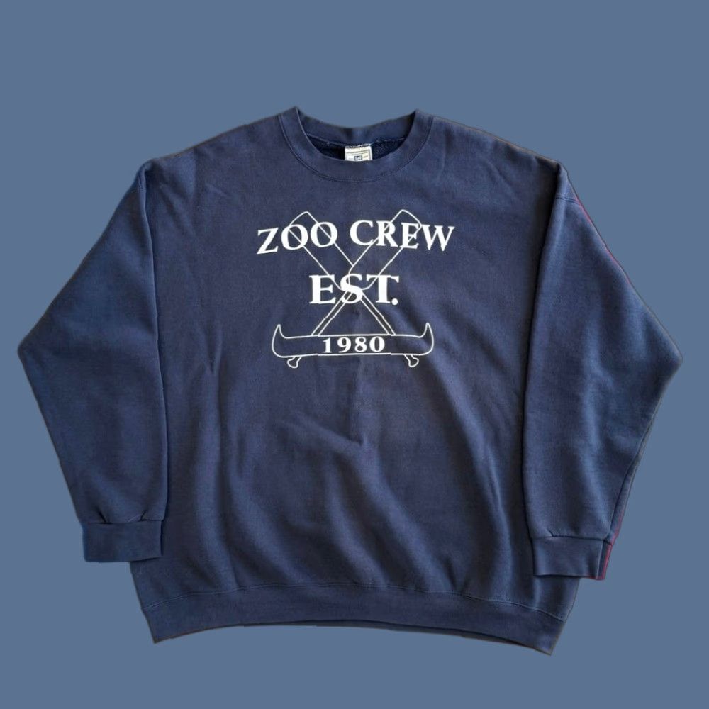 Lee VINTAGE Zoo Crew Canoeing Sweatshirt Lee 2XL Crew Neck Blue Men Sweatshirt 90s Outdoor Canoe Summer Boat Water Boys/Girls? Size US XXL / EU 58 / 5 - 1 Thumbnail