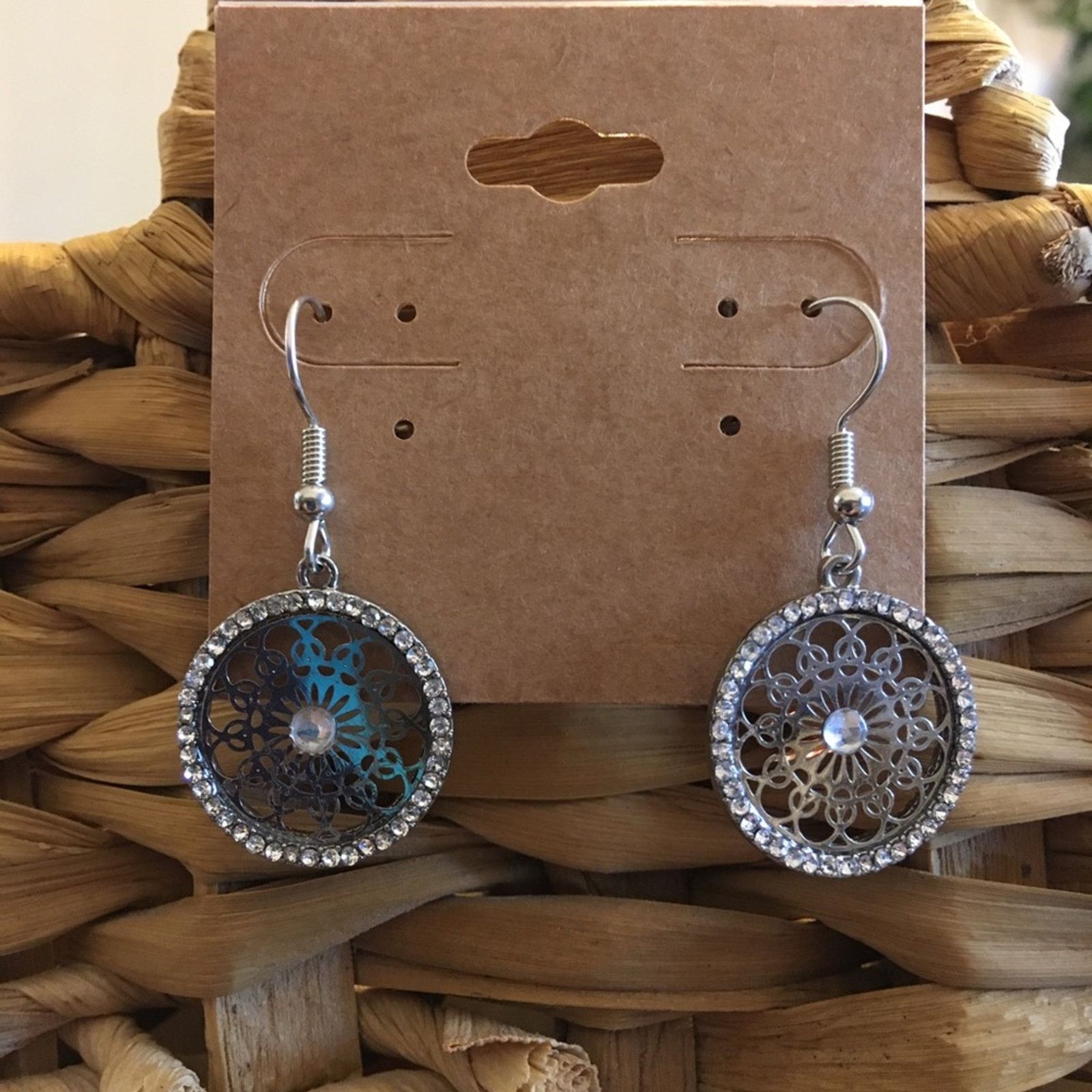Vintage Vintage repurpose rhinestone medallion earrings Size ONE SIZE - 1 Thumbnail