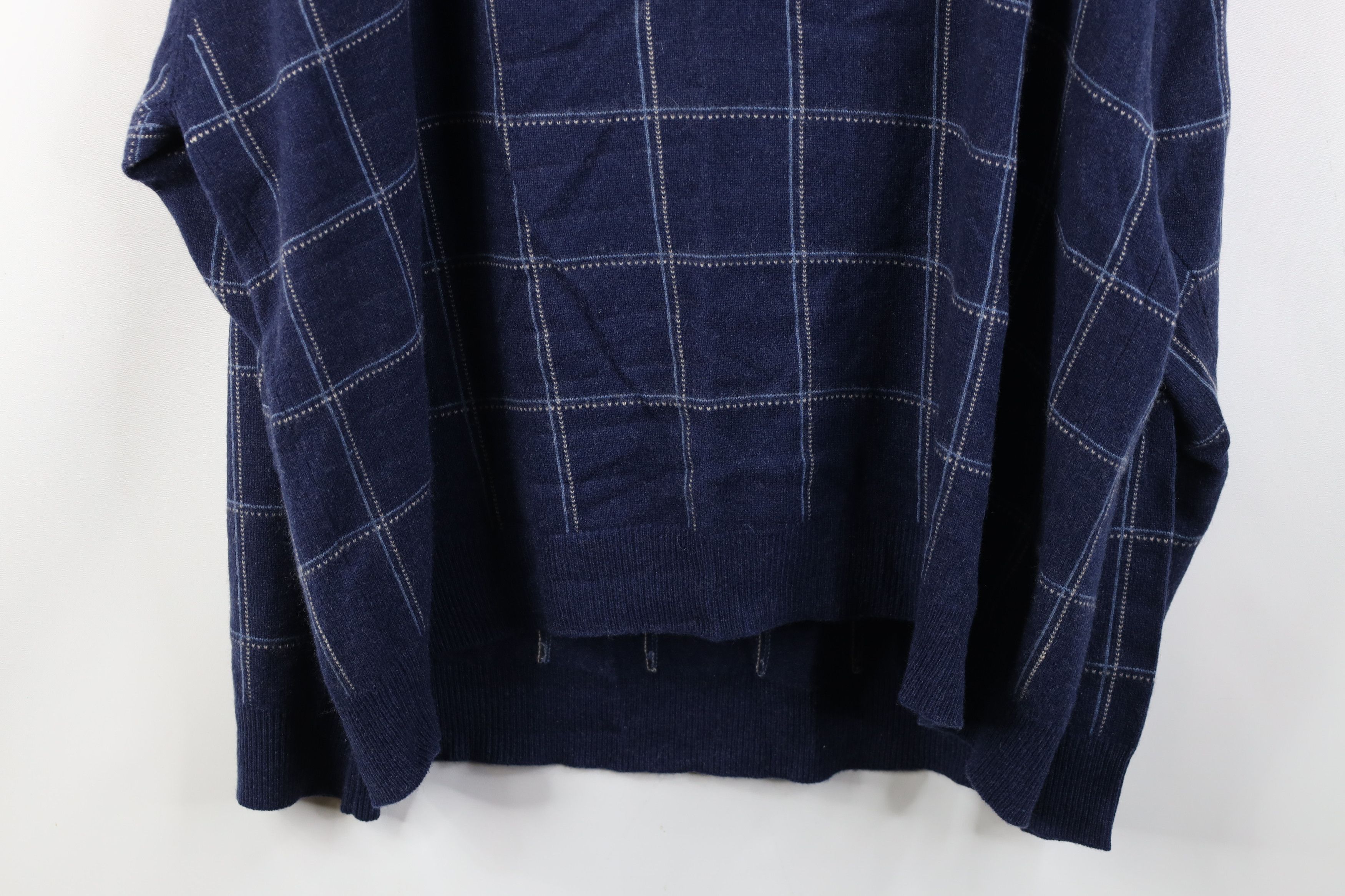 Vintage Vintage 90s Streetwear Knit Crewneck Sweater Blue Plaid Size US XXL / EU 58 / 5 - 11 Thumbnail