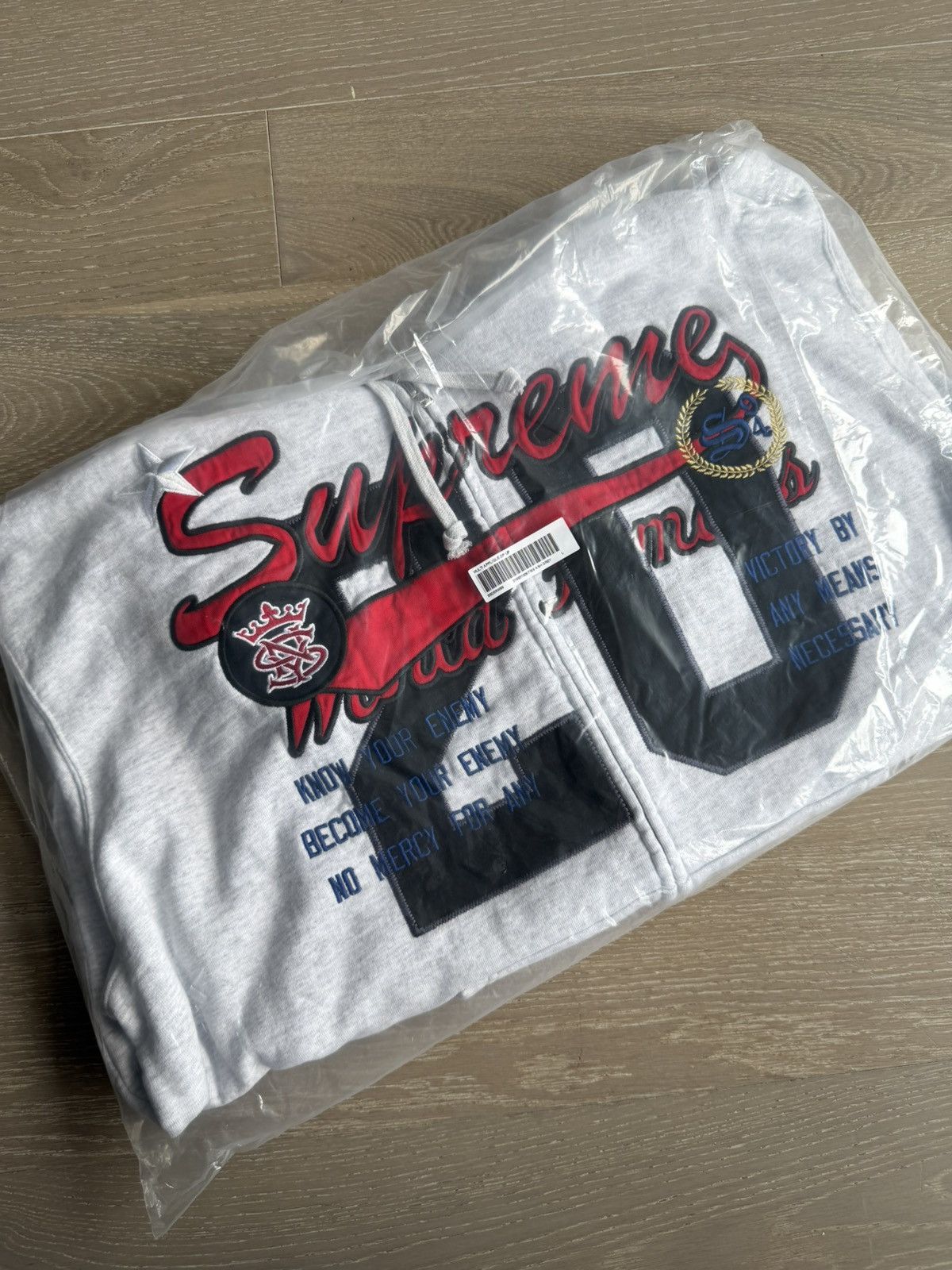 Supreme LARGE Warriors Applique Zip Up Hooded Sweatshirt Ash Grey Size US L / EU 52-54 / 3 - 2 Thumbnail