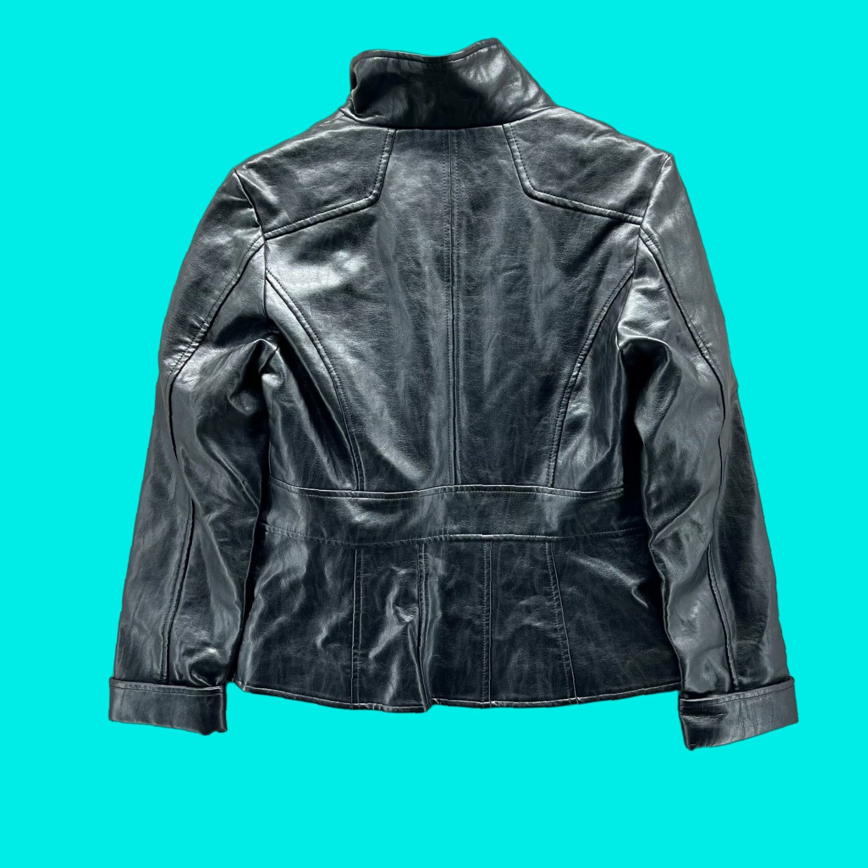 Kenneth Cole KENNETH COLE Leather Jacket Womens Small Black Faux Zip Up Moto Biker NEW 99 Size S / US 4 / IT 40 - 1 Thumbnail