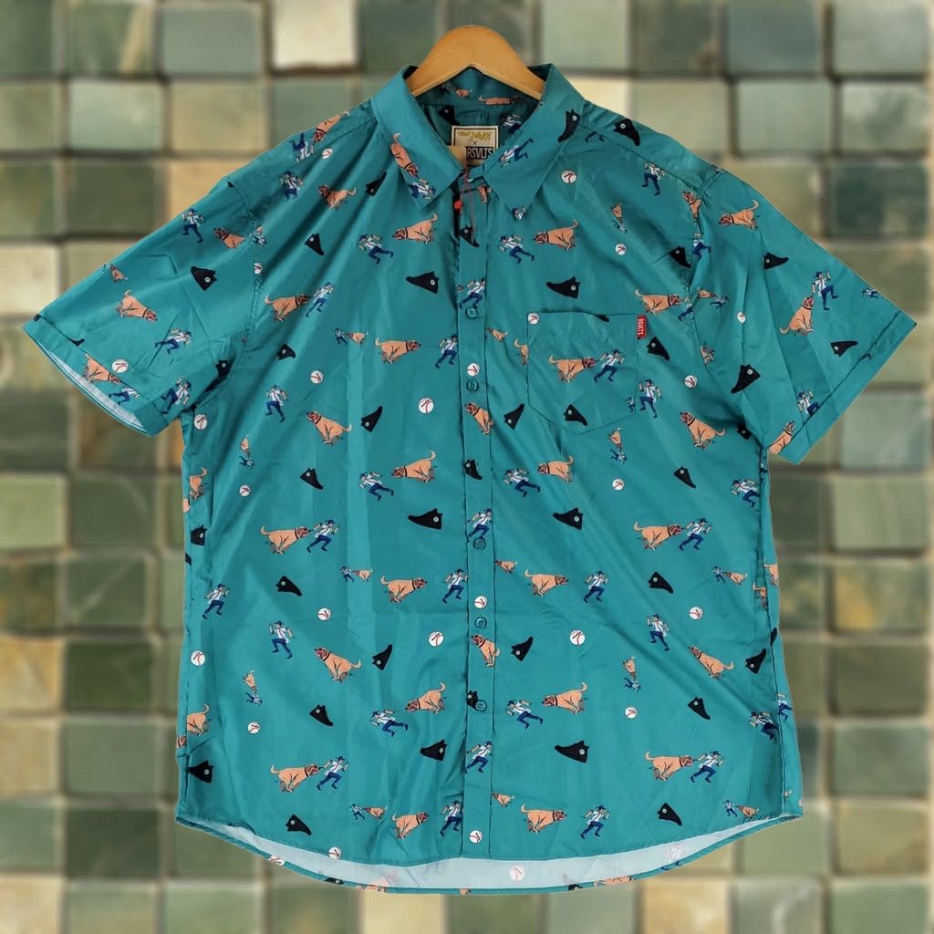 Vintage RSVLTS x The Sandlot Shirt Button Up Green Shirt Sleeve Mens XXXL NWT Size US XXL / EU 58 / 5 - 1 Thumbnail