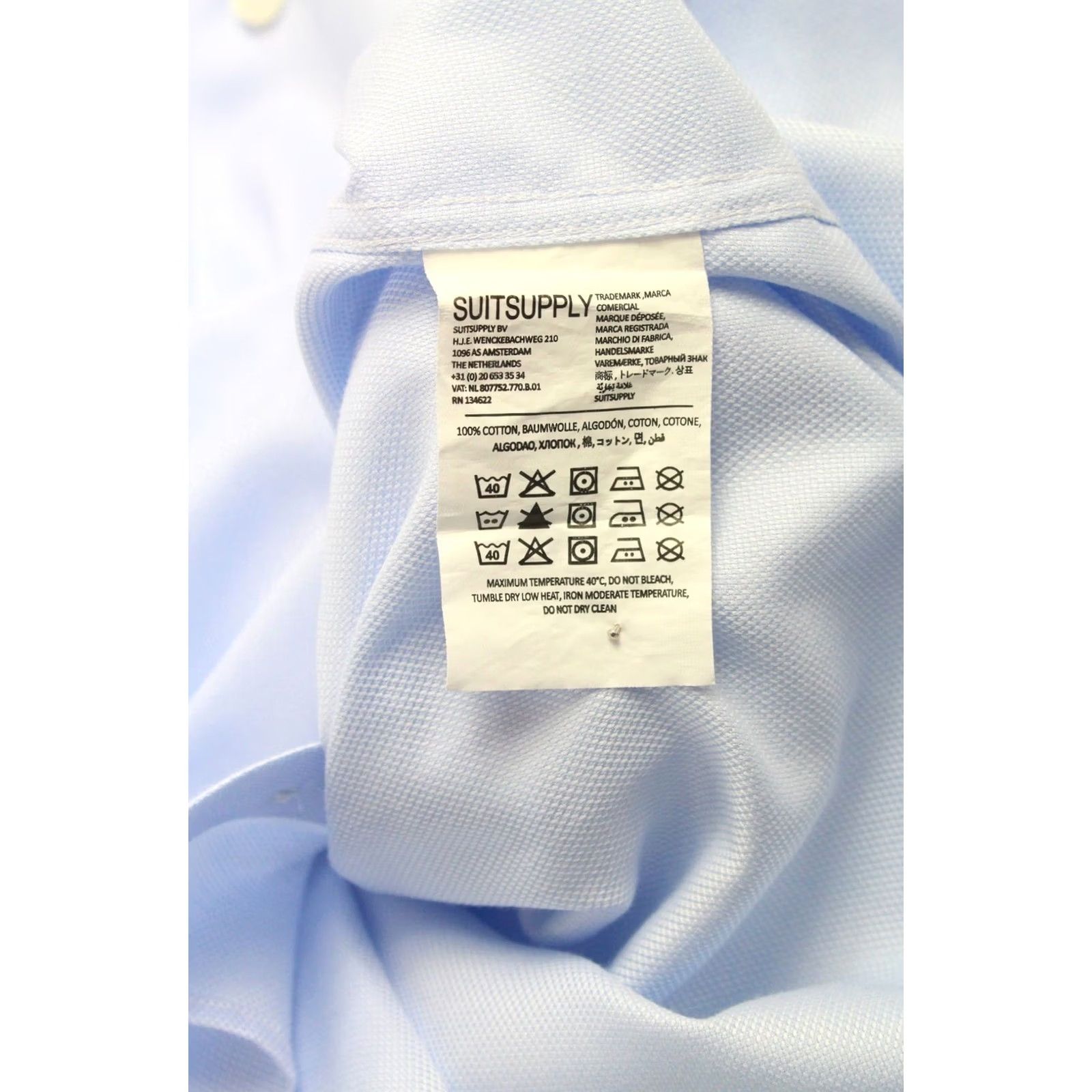 Suitsupply Suitsupply Slim Fit Formal Shirt Men's 38 / 15 Button Up Cutaway Blue Striped No Pattern Dress Shirt Button-Up Casual Everyday Mens Size 38R - 7 Thumbnail