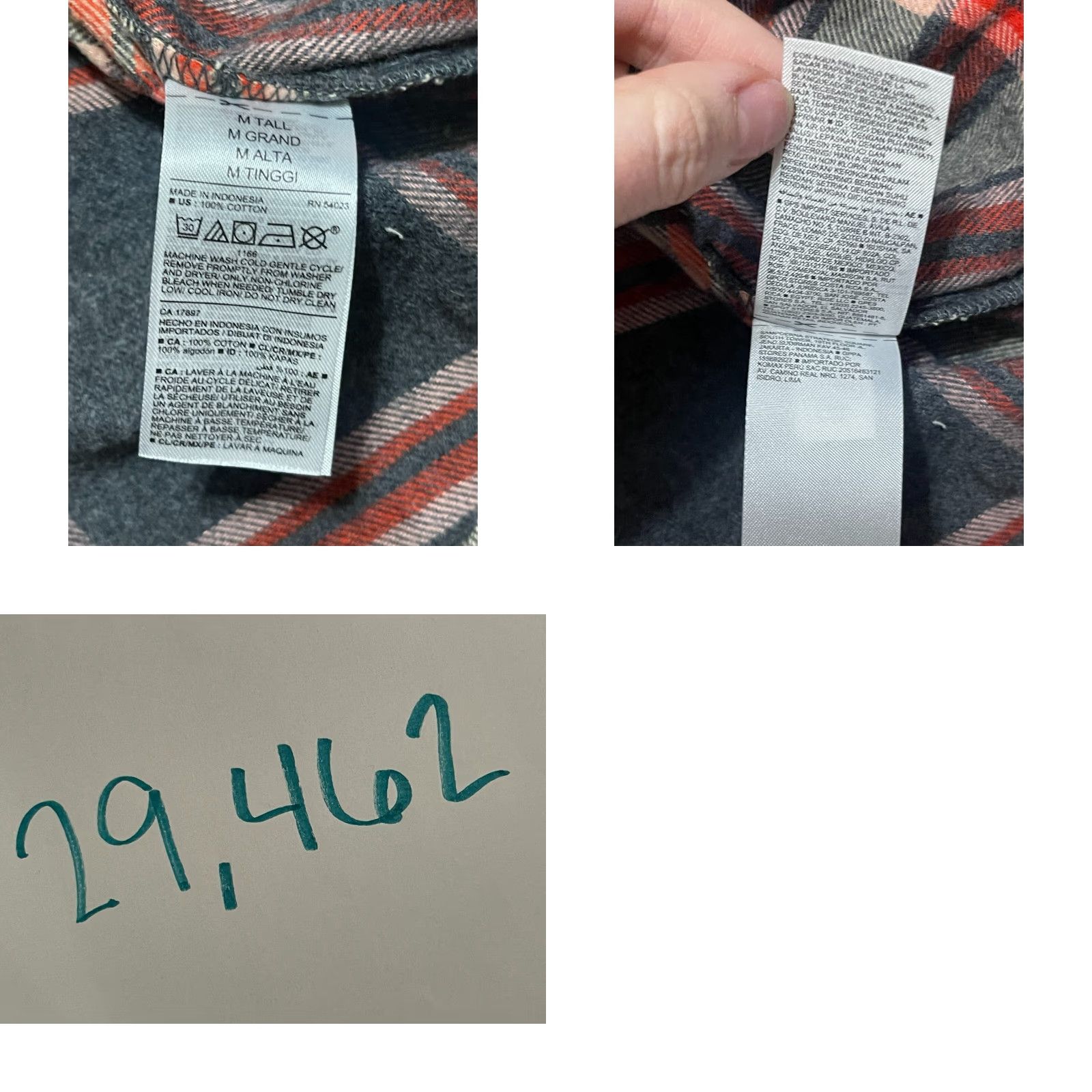 Old Navy Old Navy Shirt Women's M Tall Red Gray Plaid Boyfriend Shirt Button Up Shirt, Casual, Long Sleeve, Collared, Regular Fit, Tall, Gray Size M / US 6-8 / IT 42-44 - 8 Thumbnail