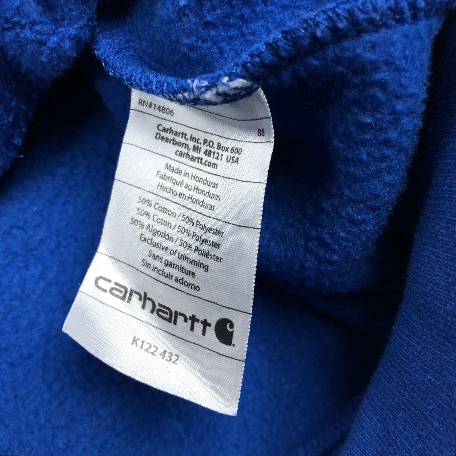 Carhartt Carhartt Men's 2XL Tall Royal Blue Full Zip Hoodie Sweatshirt Original Fit K122 Size US XXL / EU 58 / 5 - 6 Thumbnail