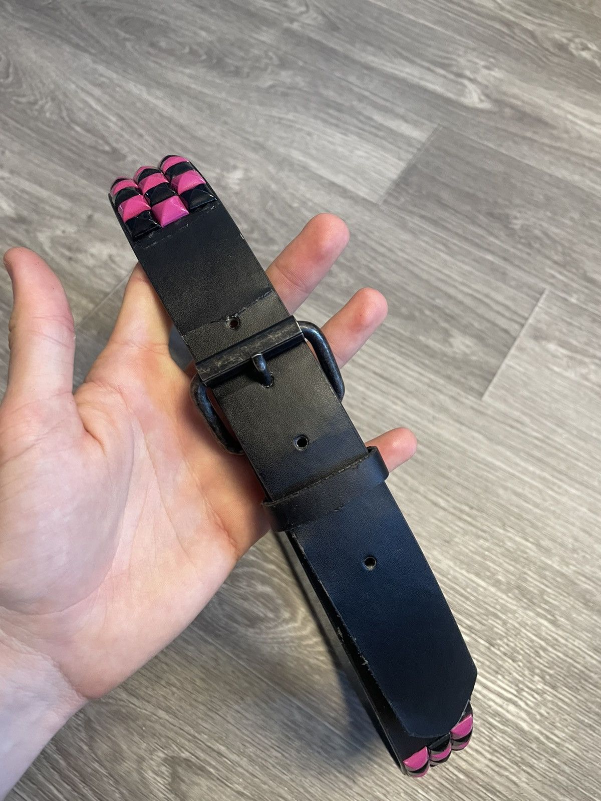 Other Vintage Pyramid Studded Belt Black/Pink Y2K Size ONE SIZE - 2 Thumbnail