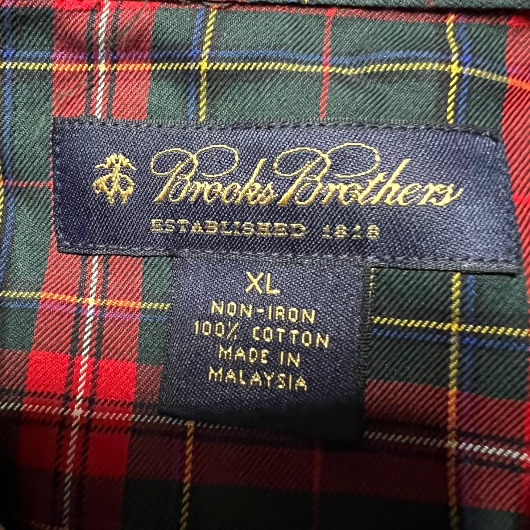 Brooks Brothers Brooks Brothers Shirt Mens XL Non Iron Plaid Green Red Long Sleeve Button Size US XL / EU 56 / 4 - 6 Thumbnail