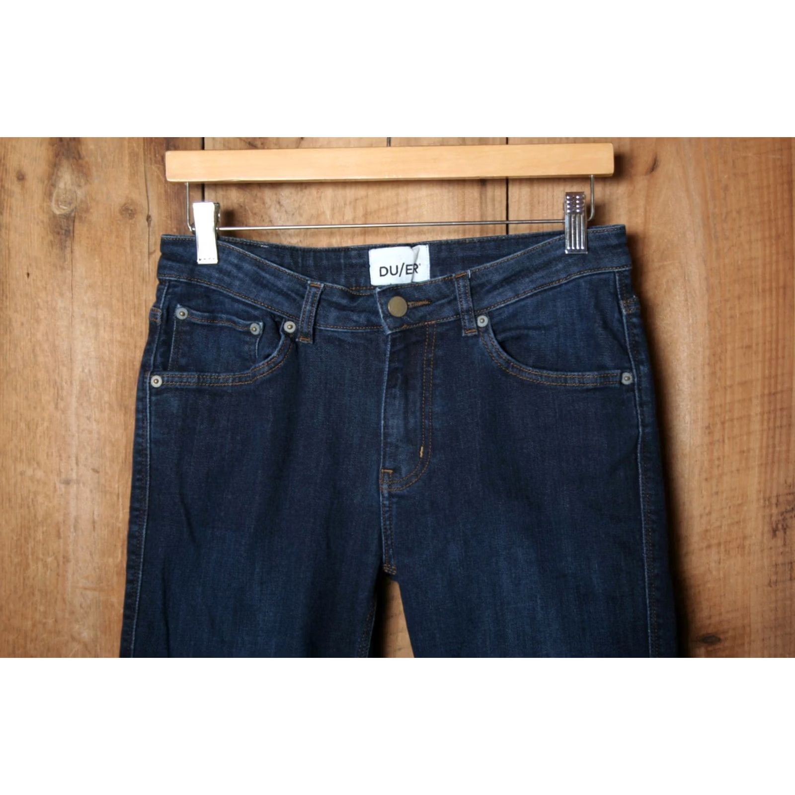Denime DU/ER Slim Straight Mid-Rise Performance Stretch Denim Jeans Women's Sz. 28x32 Blue Size 28" / US 6 / IT 42 - 2 Thumbnail