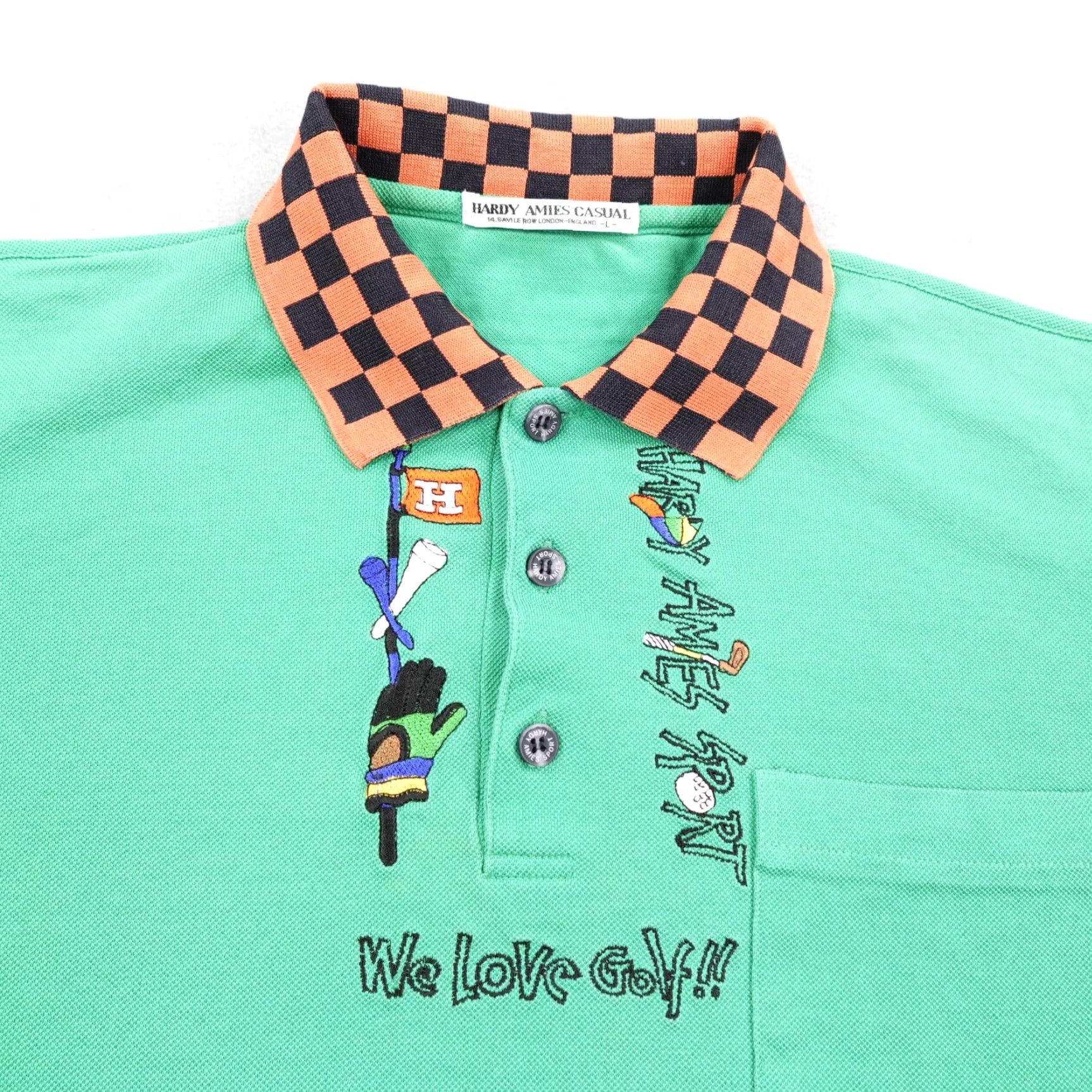 Hardy Amies VINTAGE Hardy Amies Polo Shirt Mens Large Green Embroidered Golf Contrast Collar Size US L / EU 52-54 / 3 - 2 Thumbnail