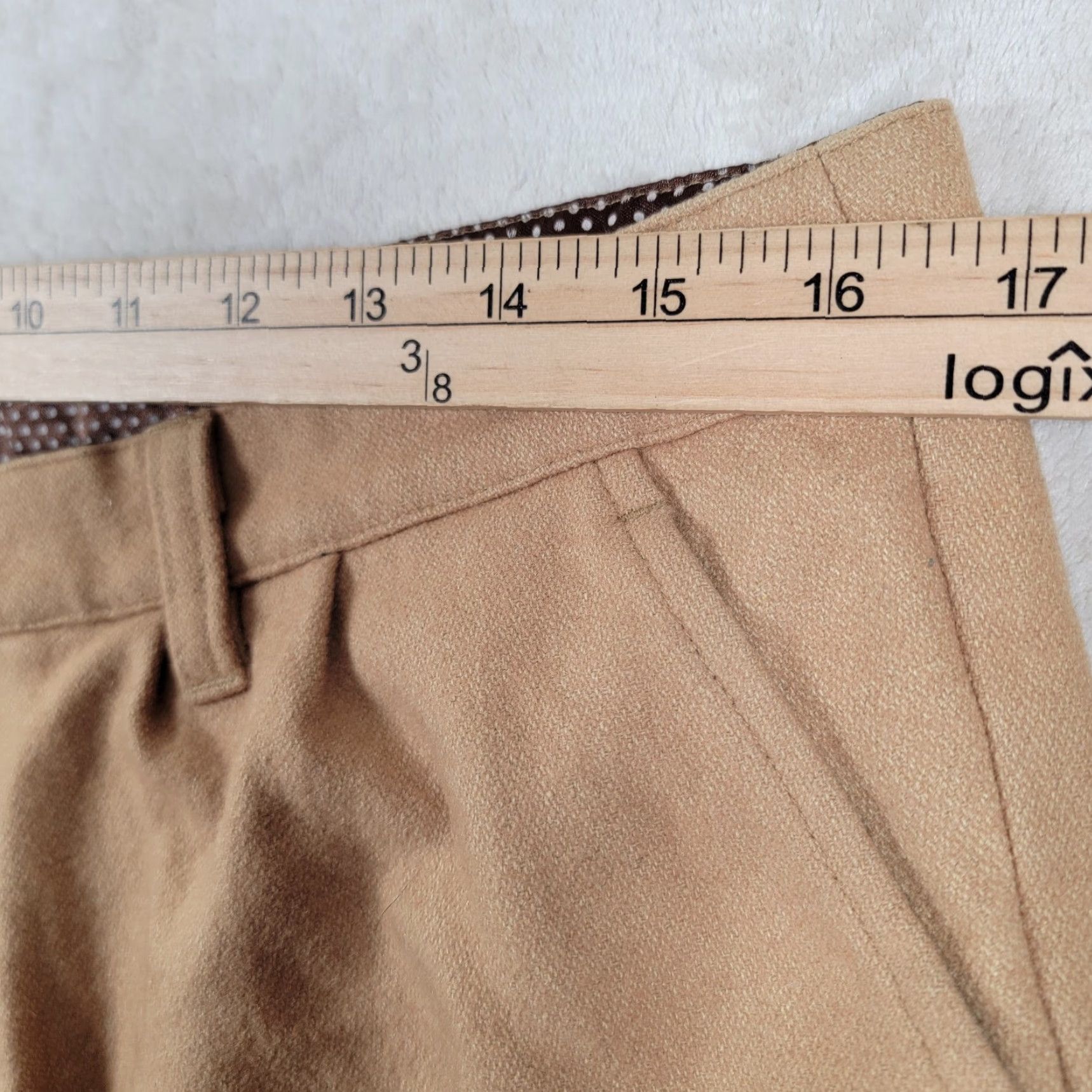 Element Element Beige Wool Blend Shorts Women's Size 7 Mini Short Flat Front Low Rise Casual Travel Summer Machine Washable Womens Size 28" / US 6 / IT 42 - 7 Thumbnail