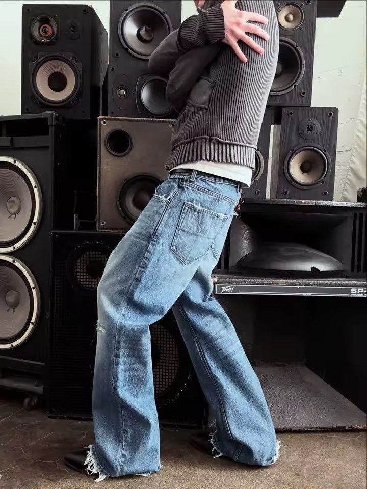 Jean Distressed Baggy Streetwear Straight Vintage Style Jeans Size US 32 / EU 48 - 5 Thumbnail